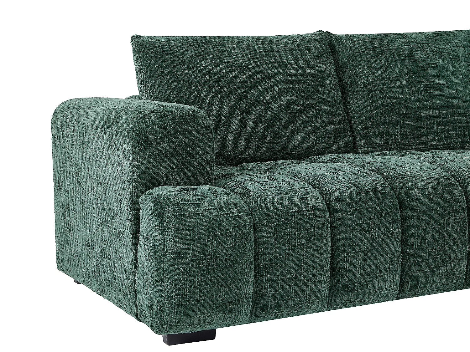 Canapé d'angle droit en tissu texturé vert BENOLA