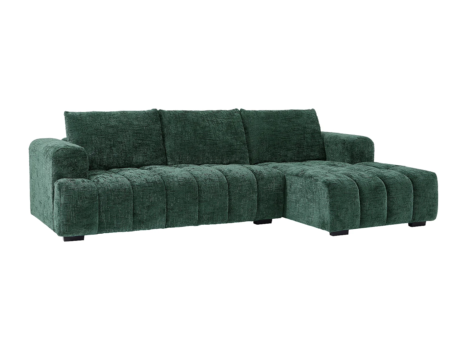 Canapé d'angle droit en tissu texturé vert BENOLA