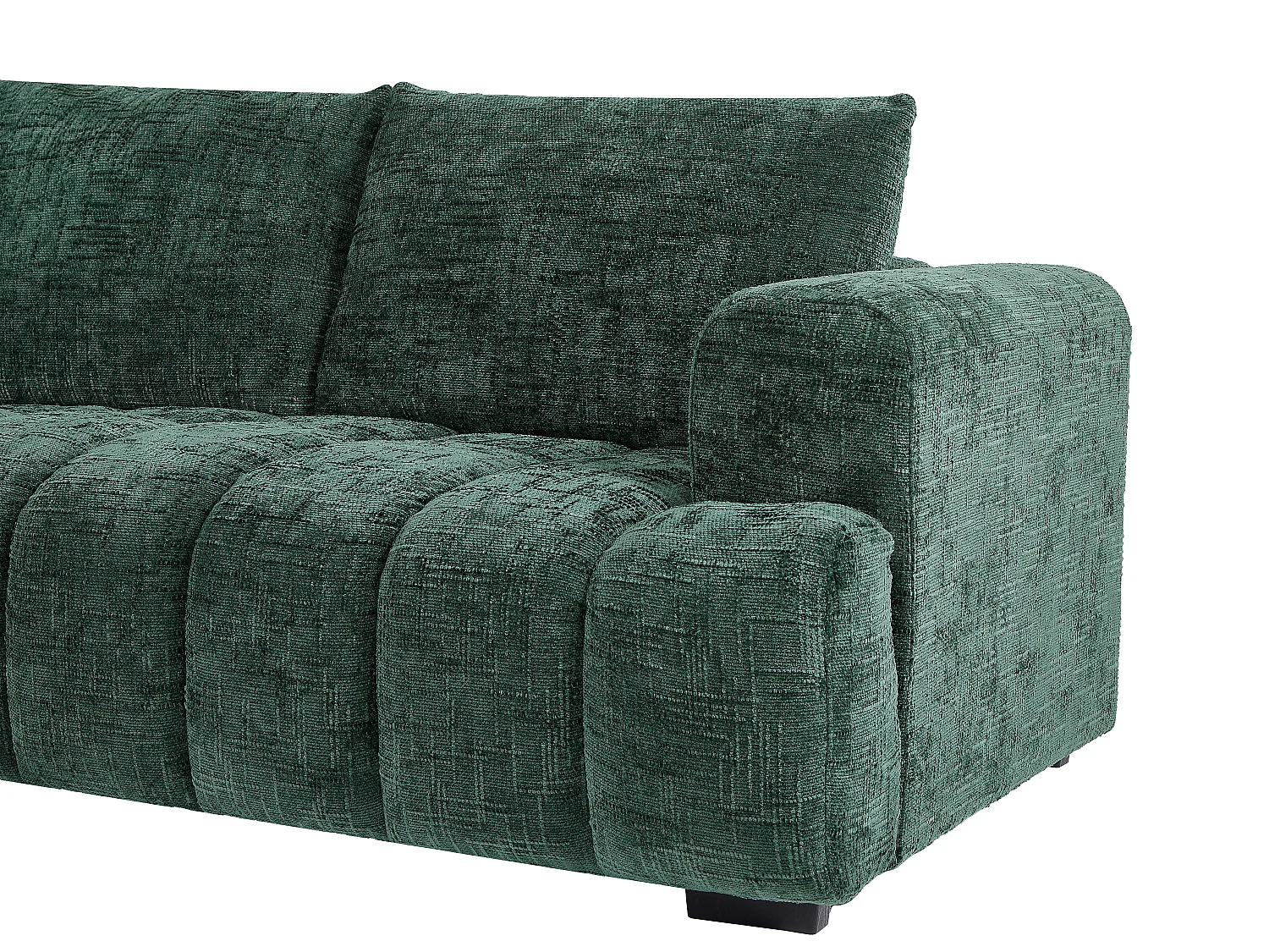 Canapé d'angle gauche en tissu texturé vert BENOLA