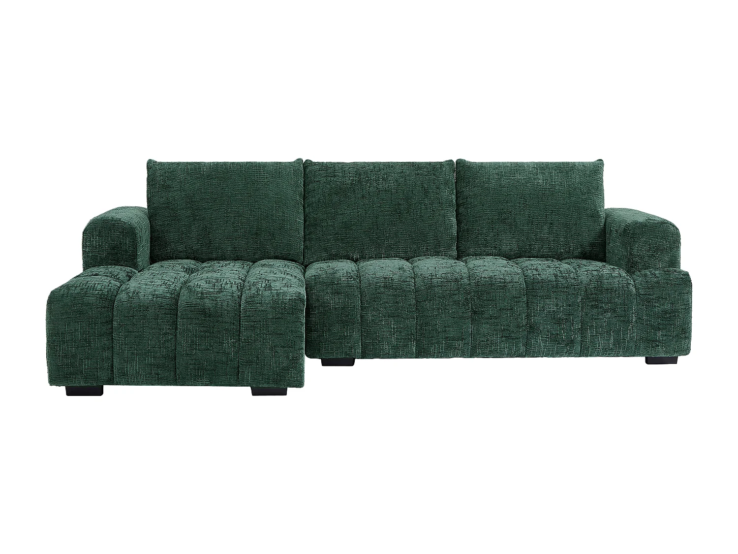 Canapé d'angle gauche en tissu texturé vert BENOLA