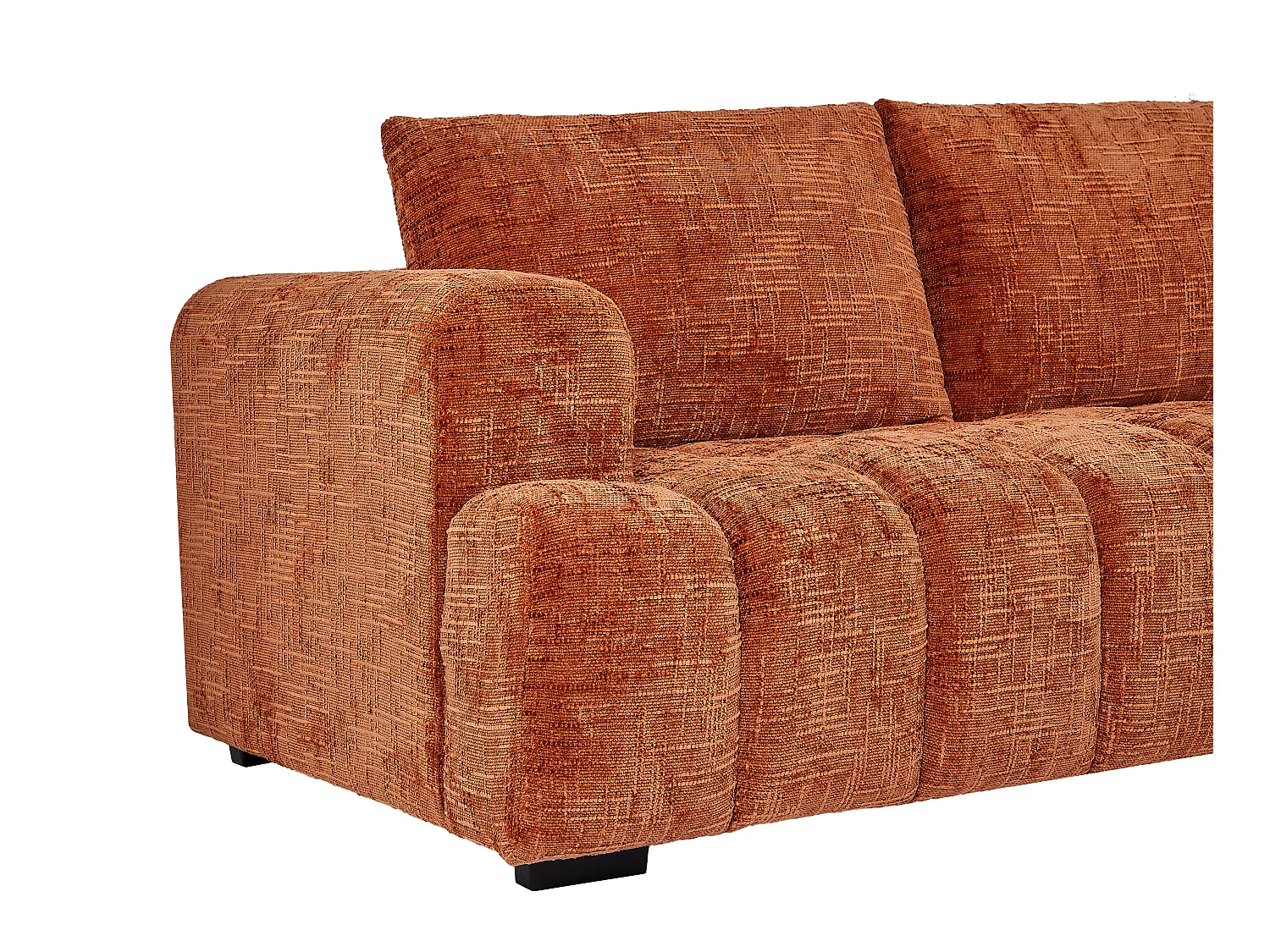 Høyrevendt hjørnesofa i teksturert terrakotta stoff BENOLA