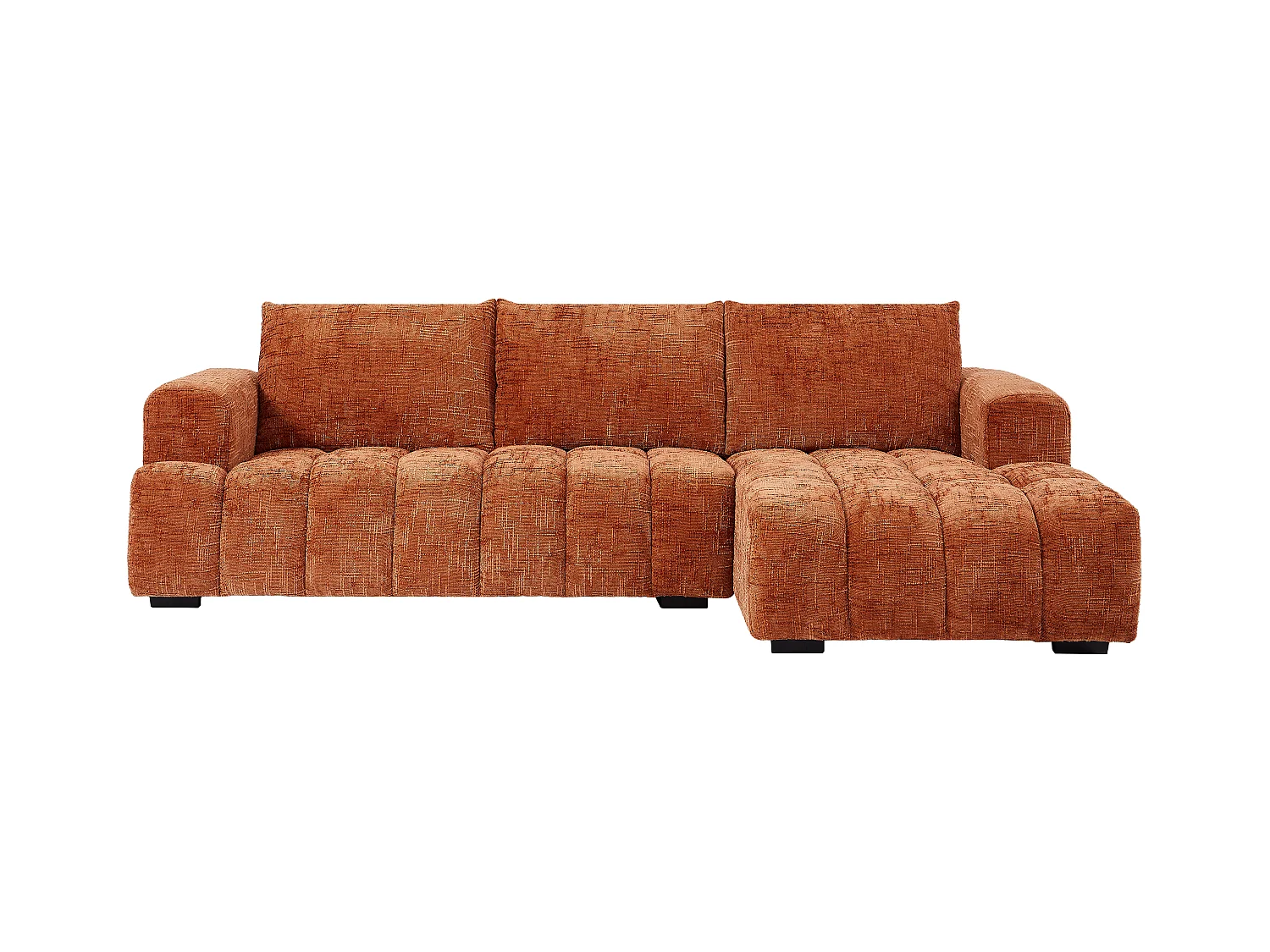 Høyrevendt hjørnesofa i teksturert terrakotta stoff BENOLA