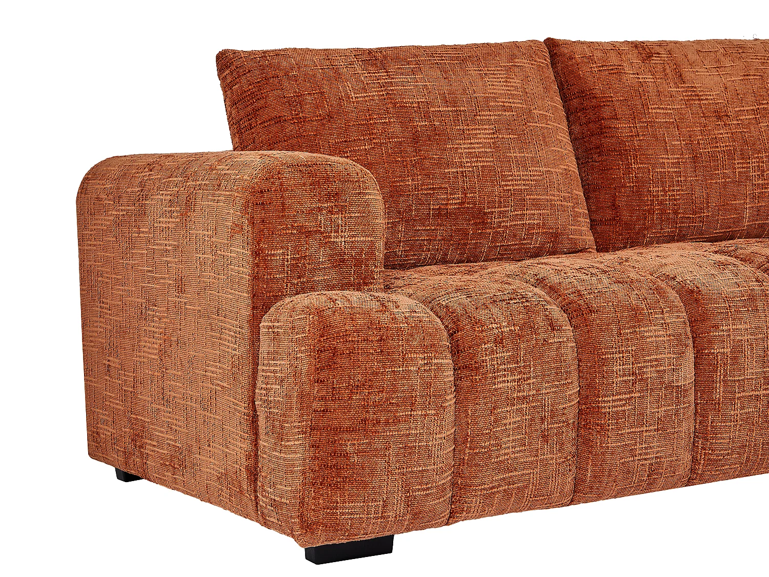 Canapé d'angle droit en tissu texturé terracotta BENOLA