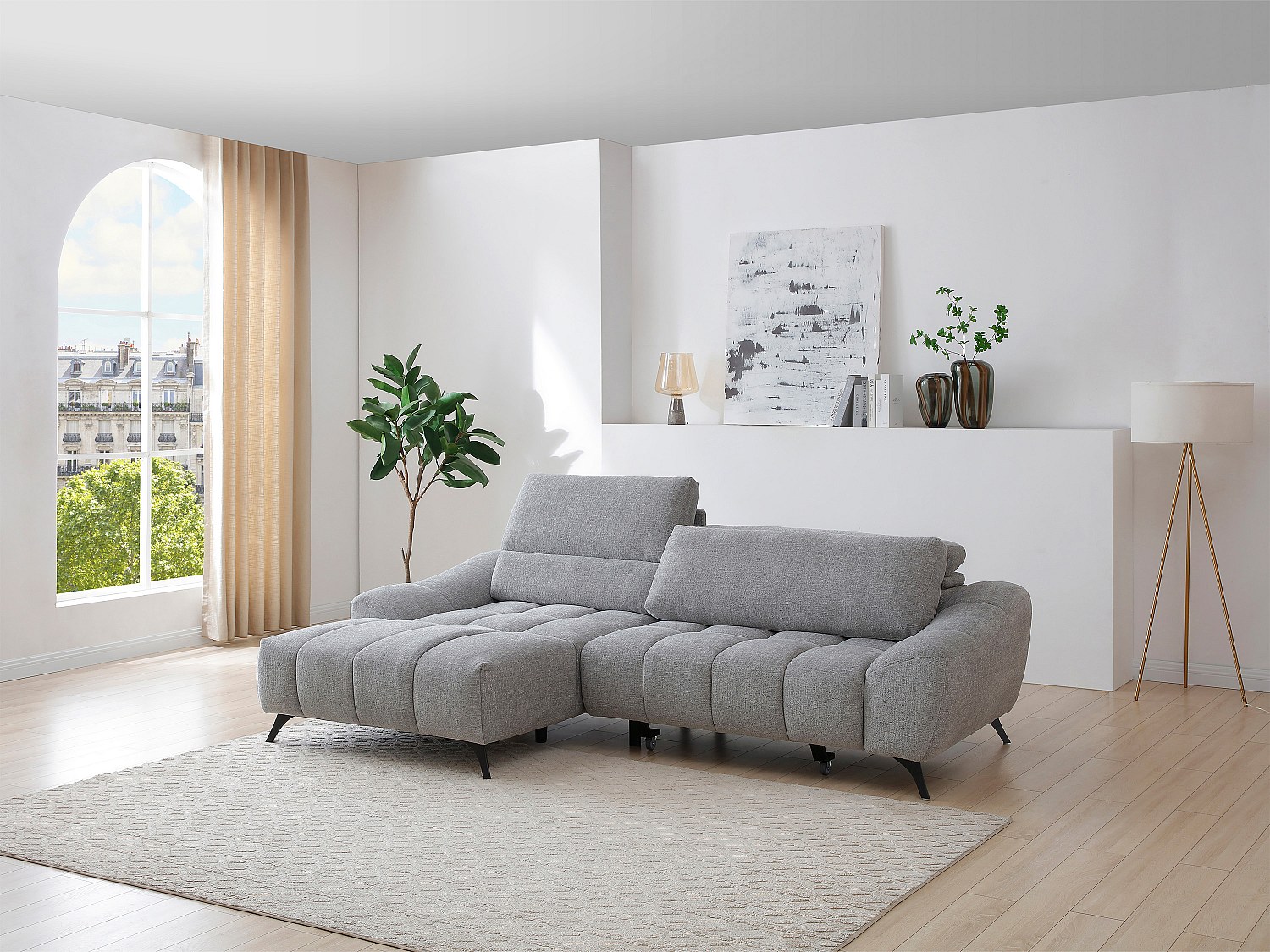 Vente-unique Ecksofa - Ecke Links - Relax Mit Verschiebbarer Sitzfläche – Stoff Beige – Elosia