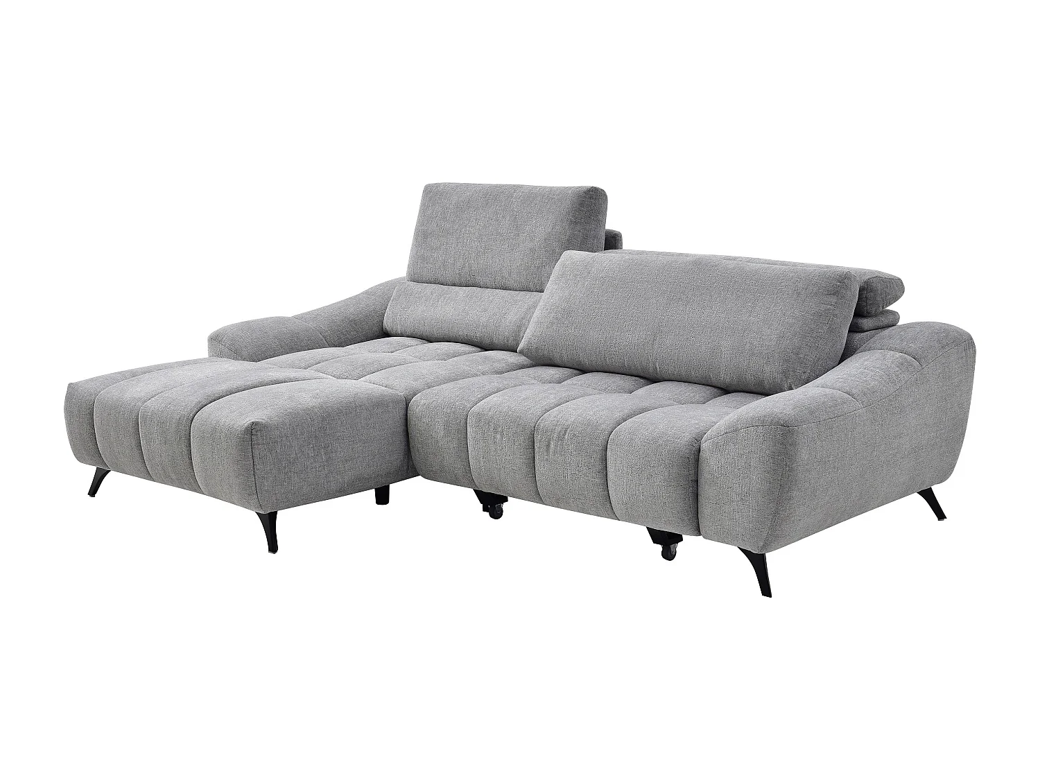 Canapé d'angle gauche relax avec assise coulissante en tissu gris ELOSIA
