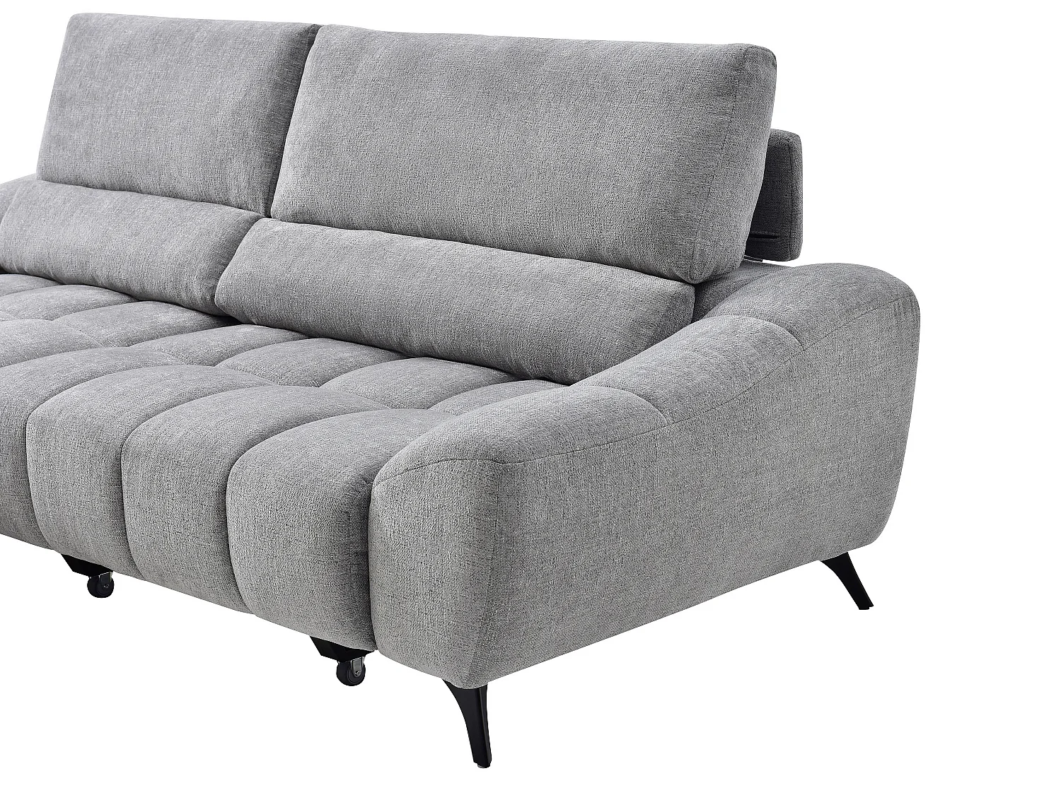 Canapé d'angle gauche relax avec assise coulissante en tissu gris ELOSIA