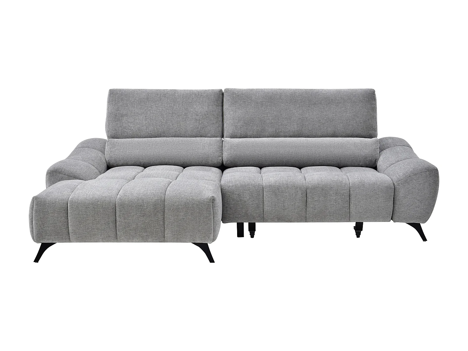Canapé d'angle gauche relax avec assise coulissante en tissu gris ELOSIA