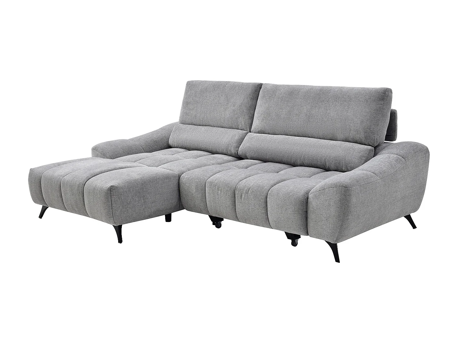 Canapé d'angle gauche relax avec assise coulissante en tissu gris ELOSIA