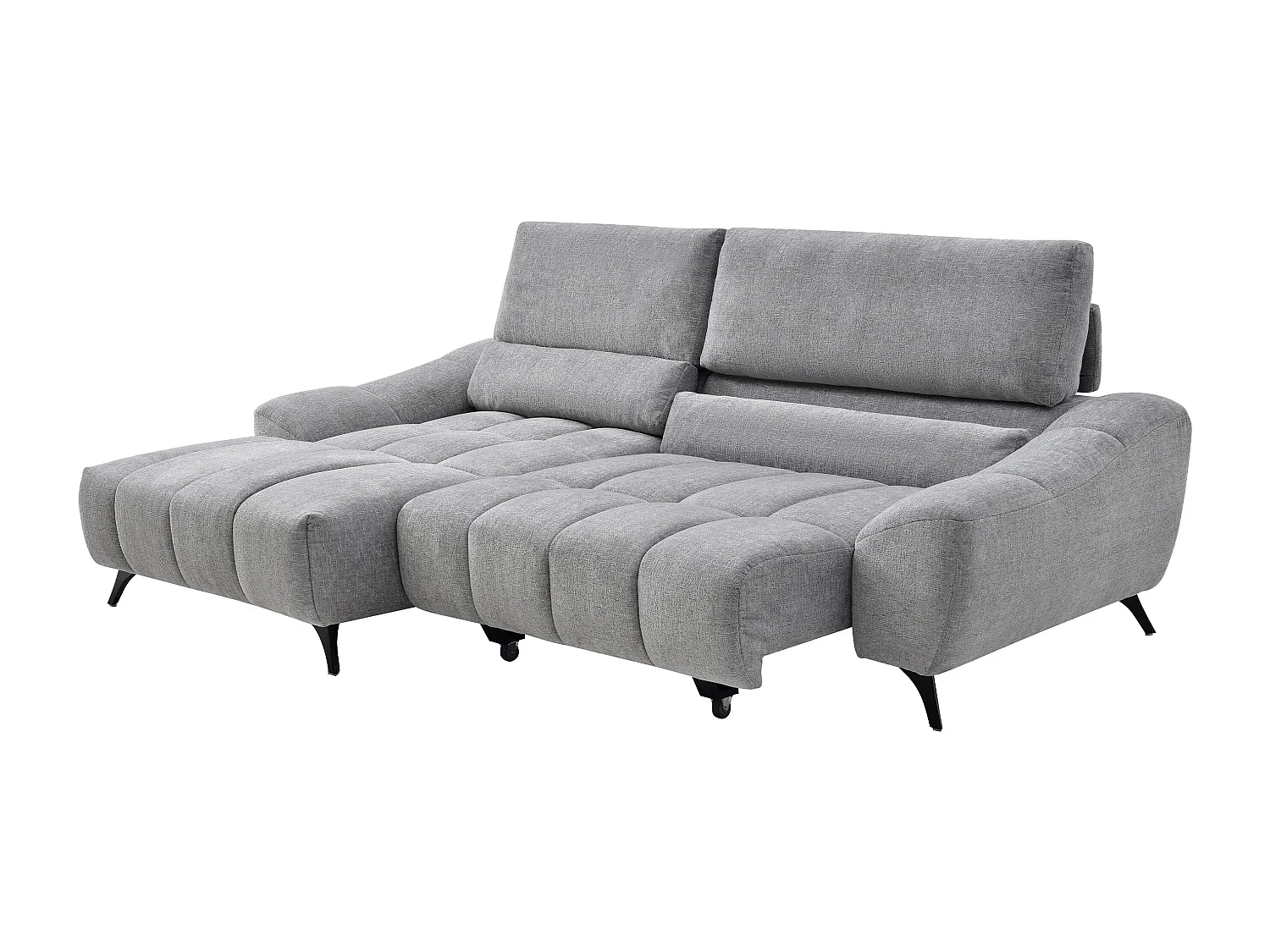 Canapé d'angle gauche relax avec assise coulissante en tissu gris ELOSIA