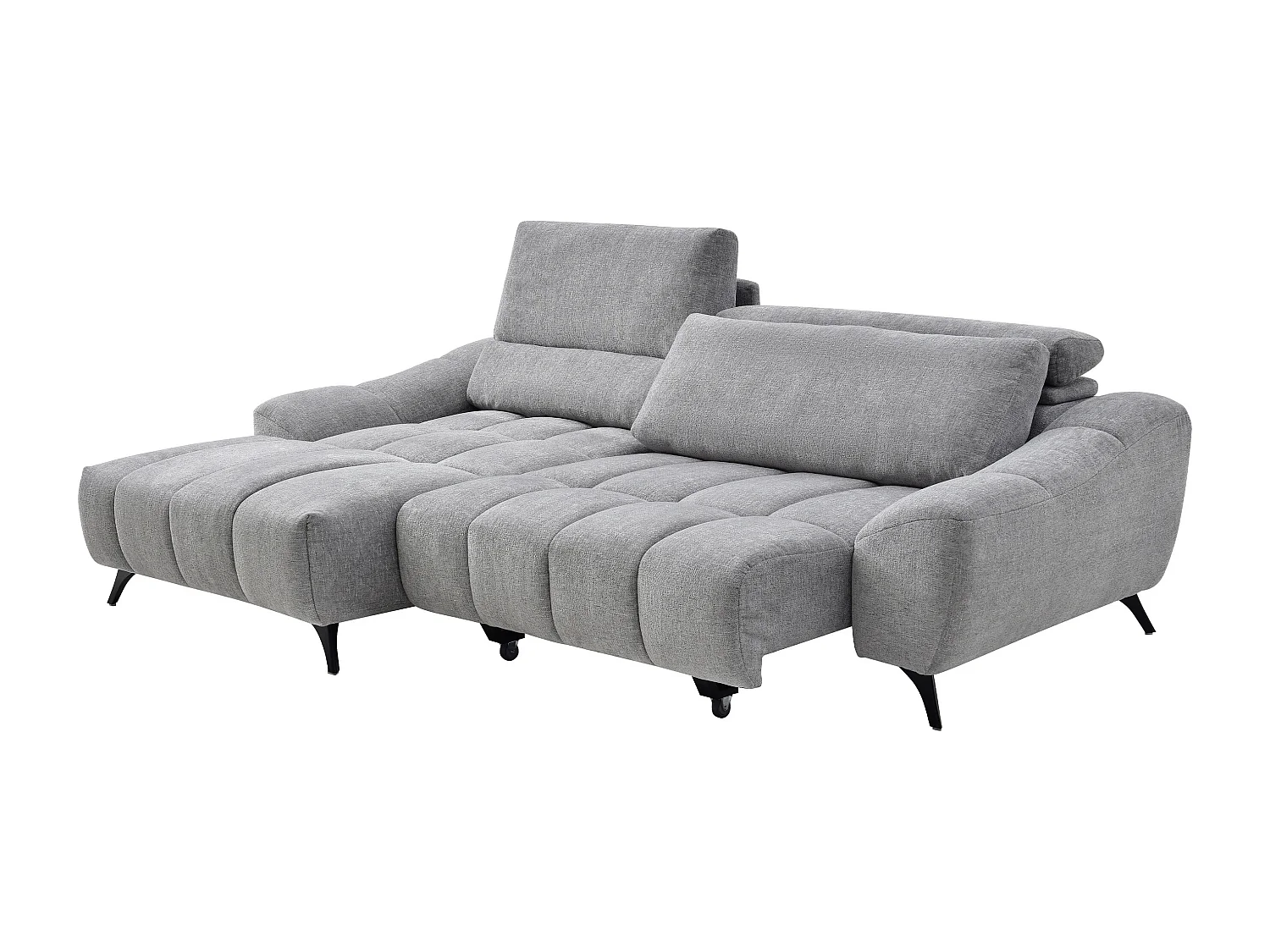 Canapé d'angle gauche relax avec assise coulissante en tissu gris ELOSIA