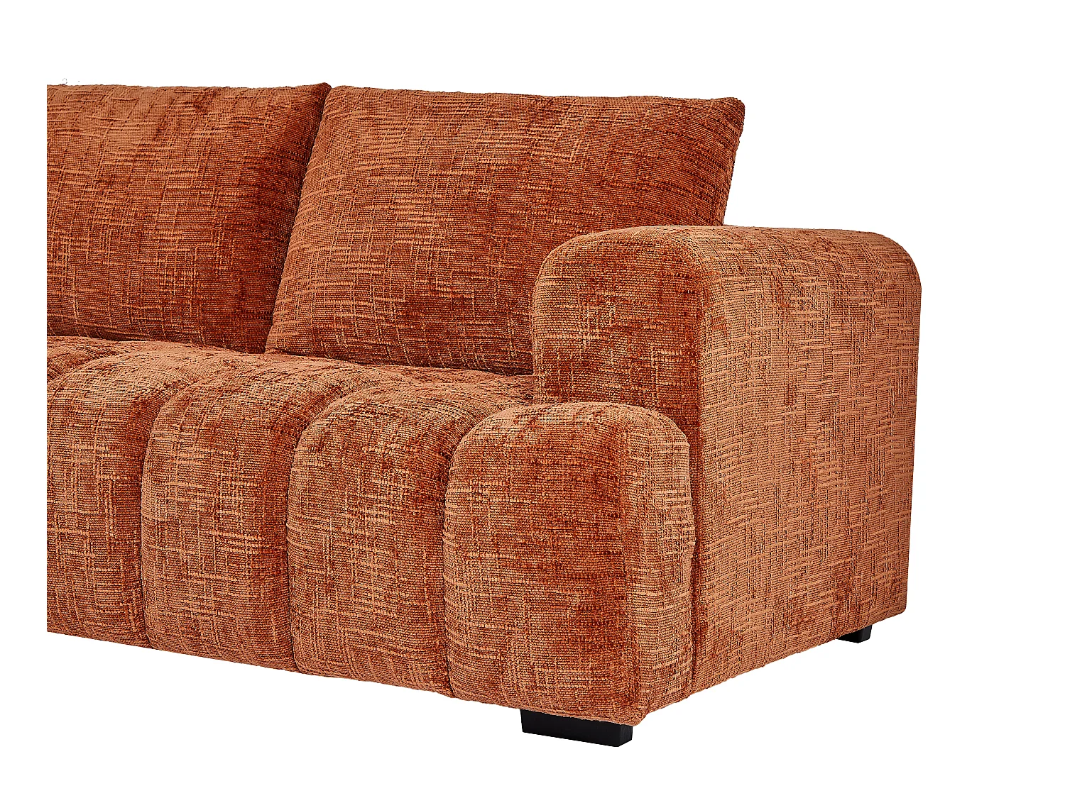 Venstrevendt hjørnesofa i terrakotta strukturert stoff BENOLA