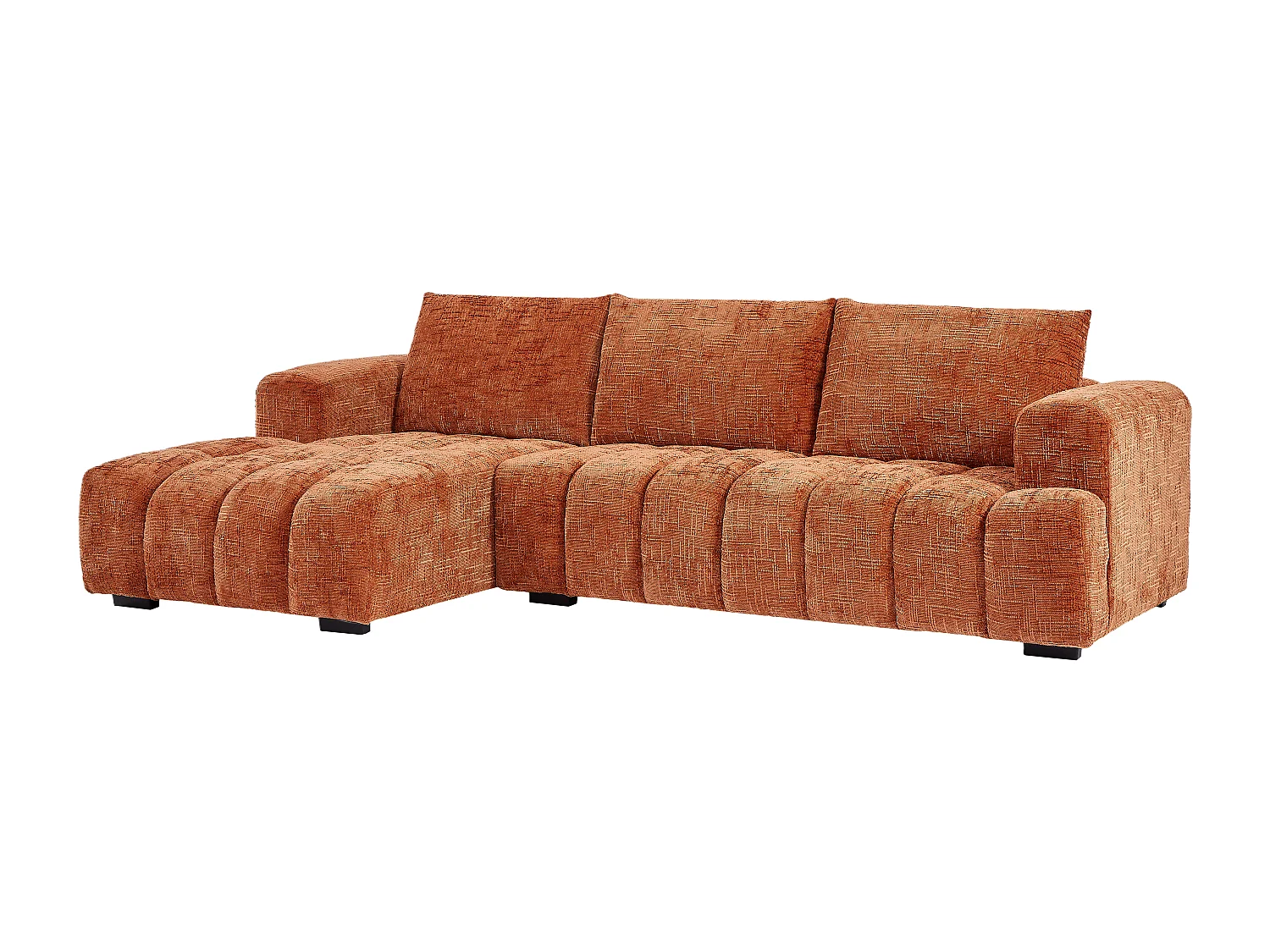 Canapé d'angle gauche en tissu texturé terracotta BENOLA