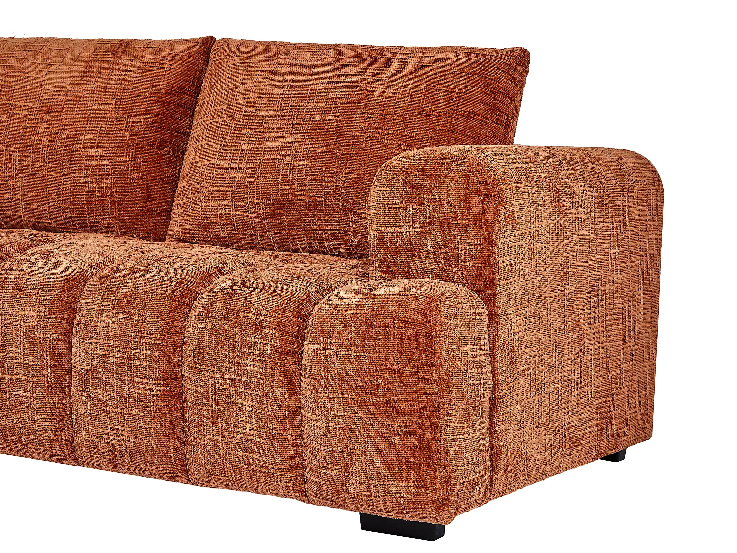 Canapé d'angle gauche en tissu texturé terracotta BENOLA