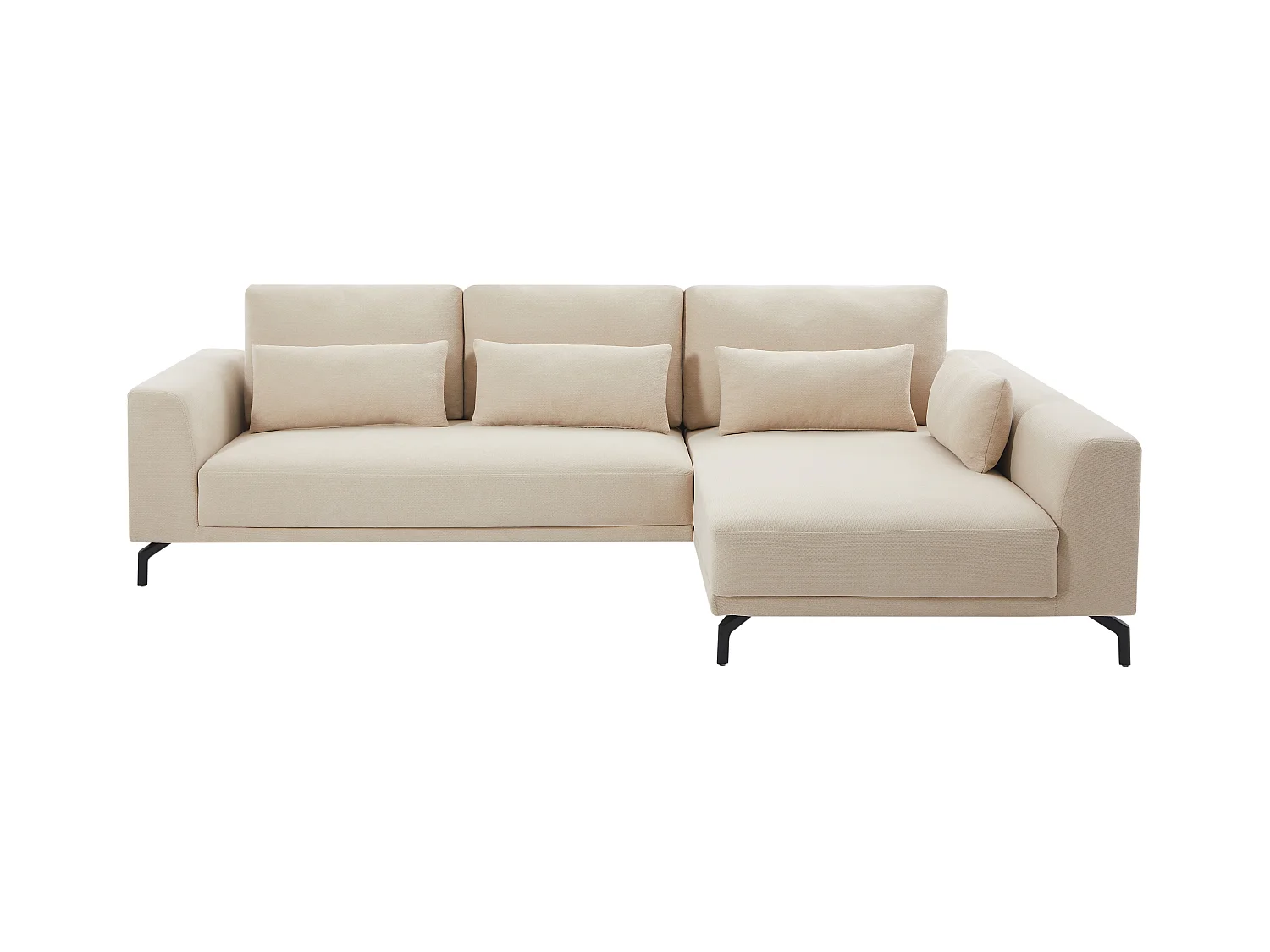 Canapé d'angle droit en tissu texturé beige TILANIA