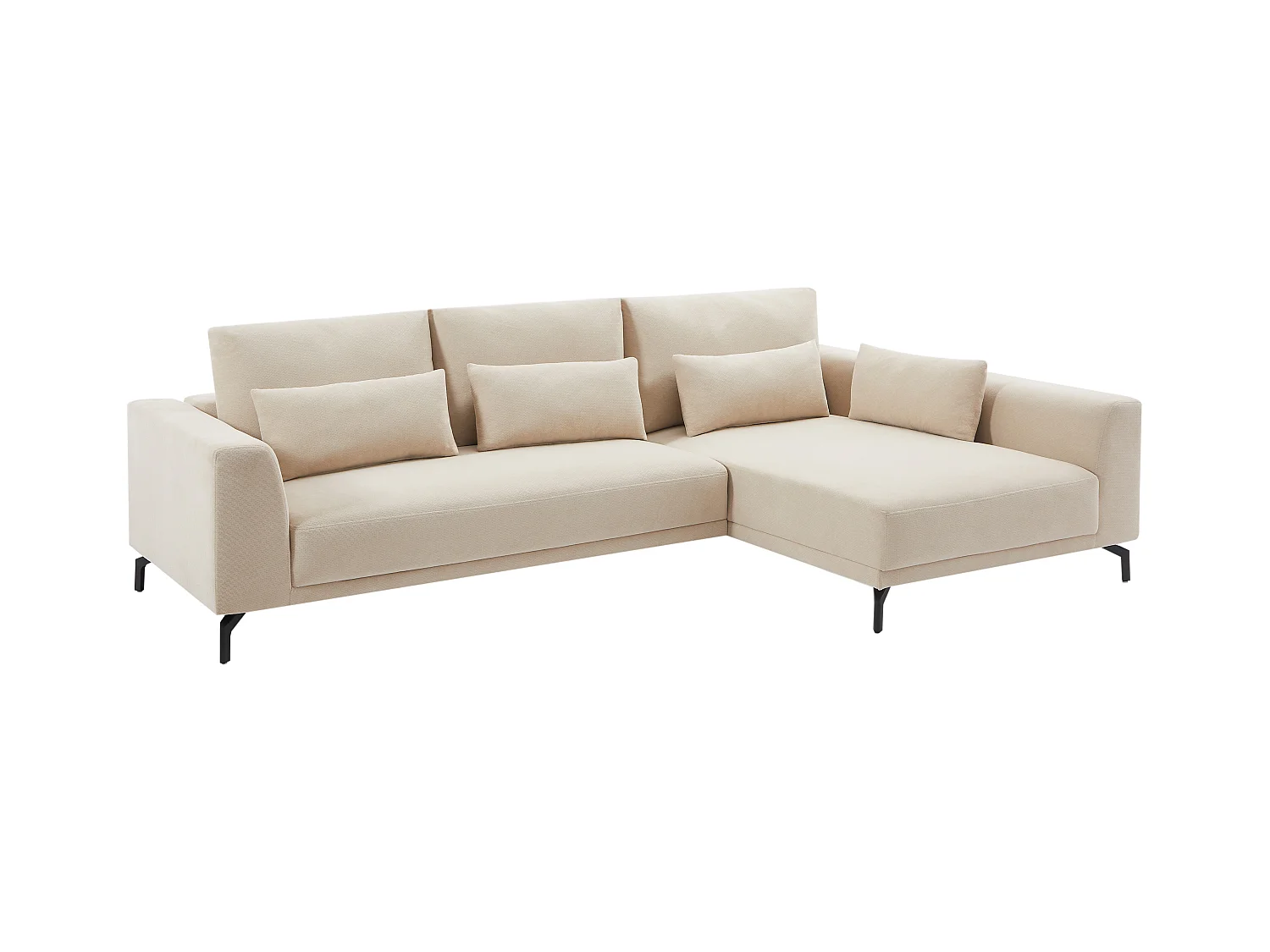 Canapé d'angle droit en tissu texturé beige TILANIA