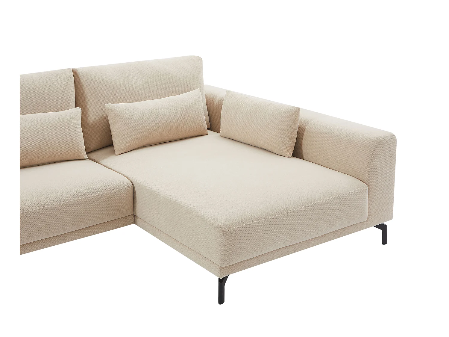 Canapé d'angle droit en tissu texturé beige TILANIA