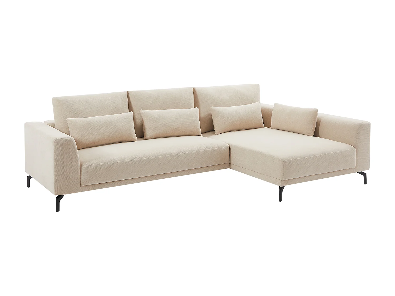 Divano angolare destro in tessuto testurizzato beige TILANIA