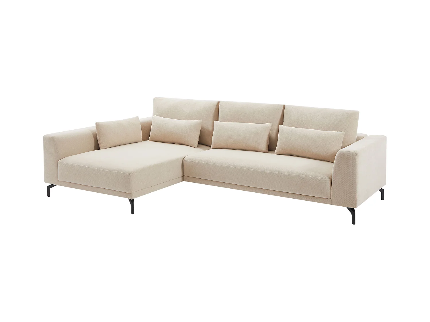 Canapé d'angle gauche en tissu texturé beige TILANIA