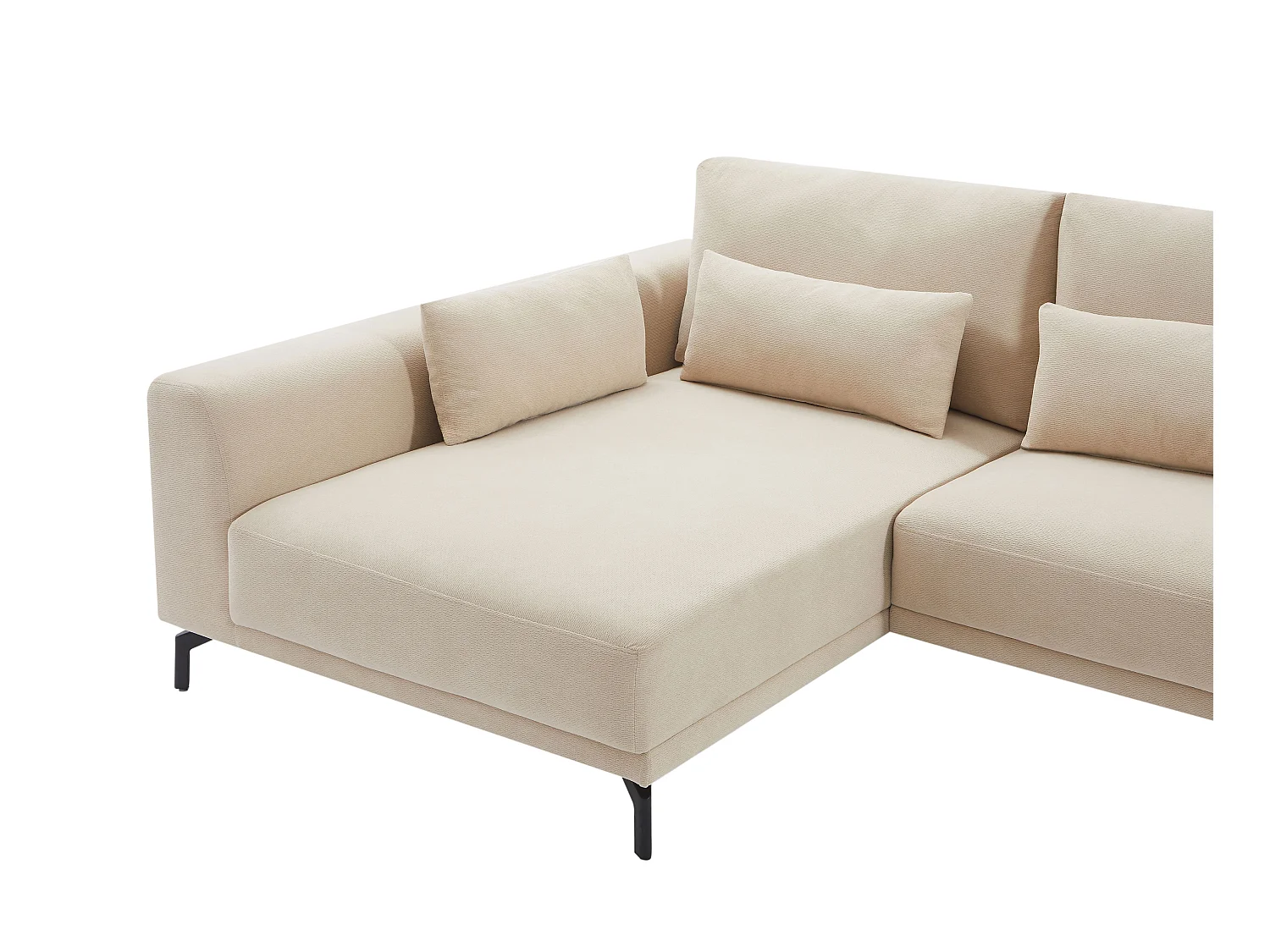 Canapé d'angle gauche en tissu texturé beige TILANIA