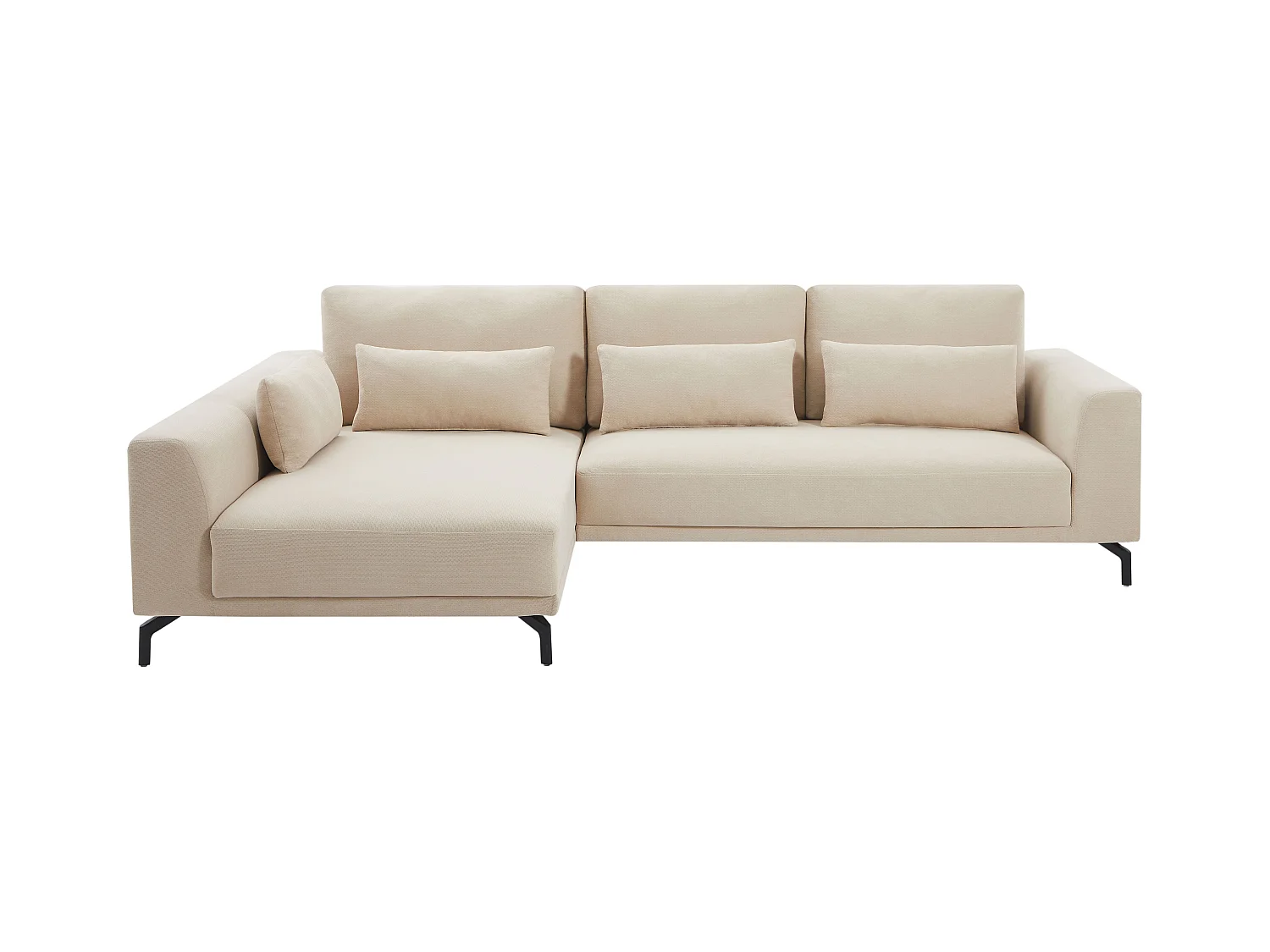 Canapé d'angle gauche en tissu texturé beige TILANIA