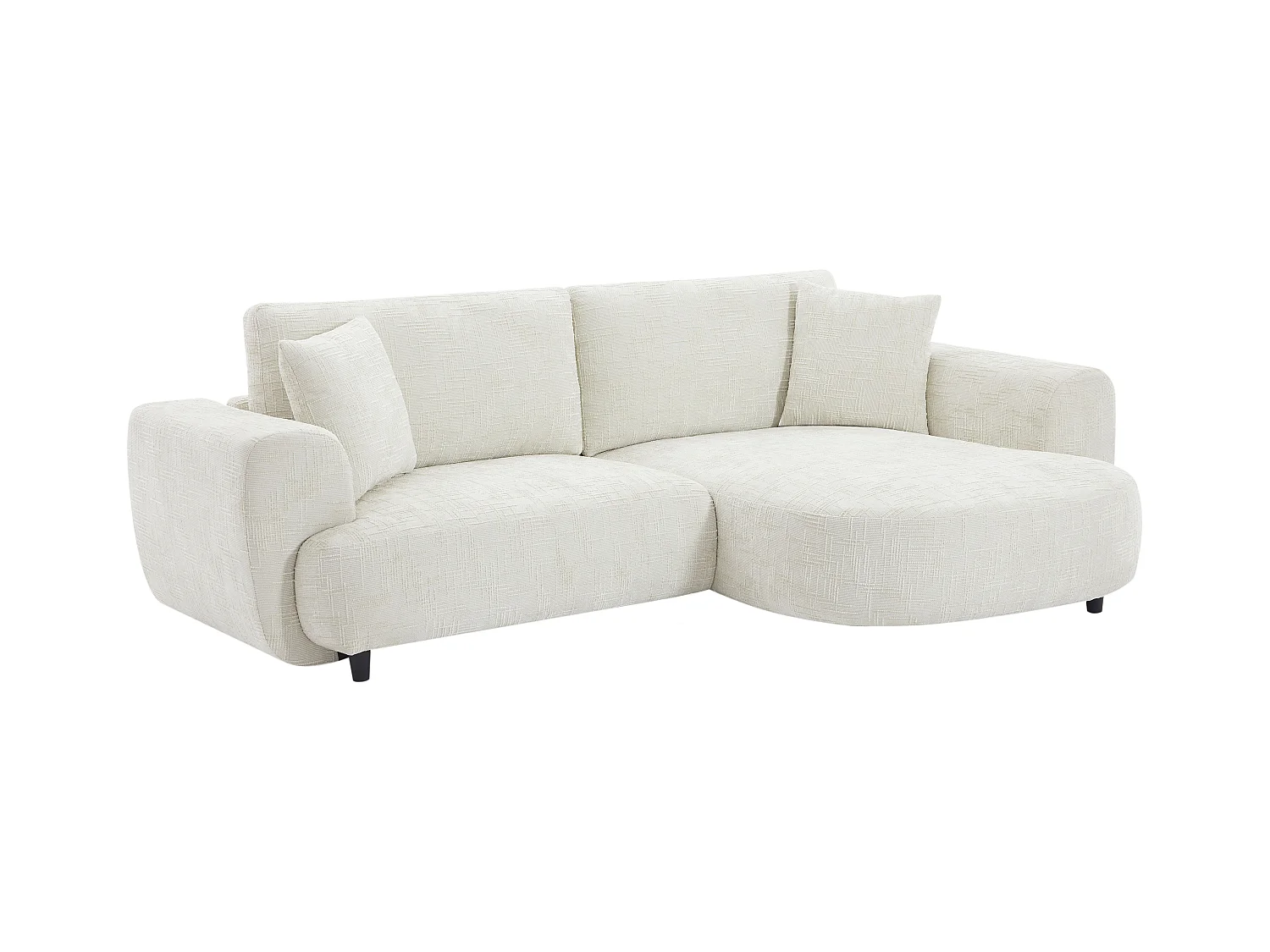 Canapé d'angle droit en tissu texturé beige RULAMA