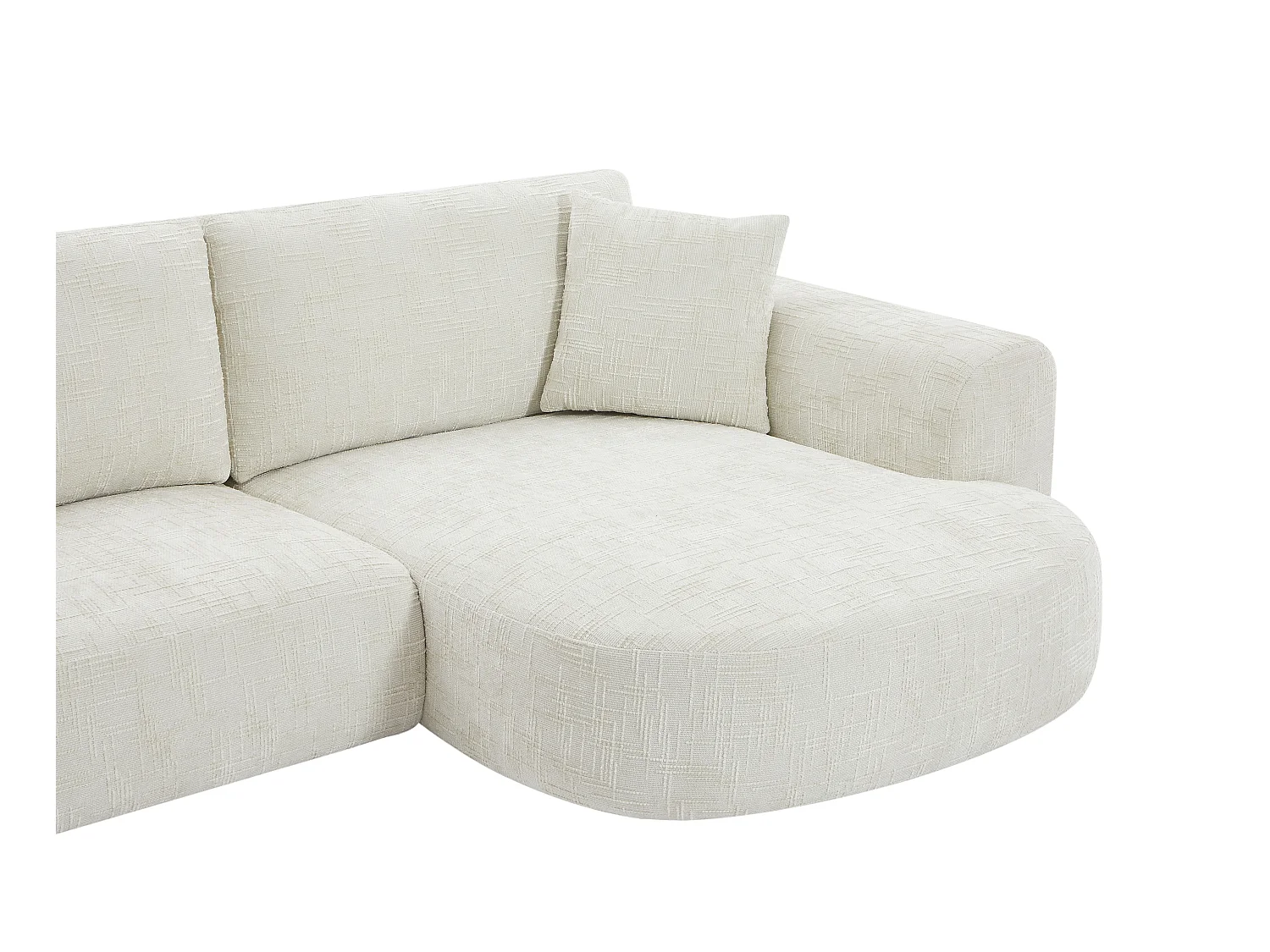 Canapé d'angle droit en tissu texturé beige RULAMA