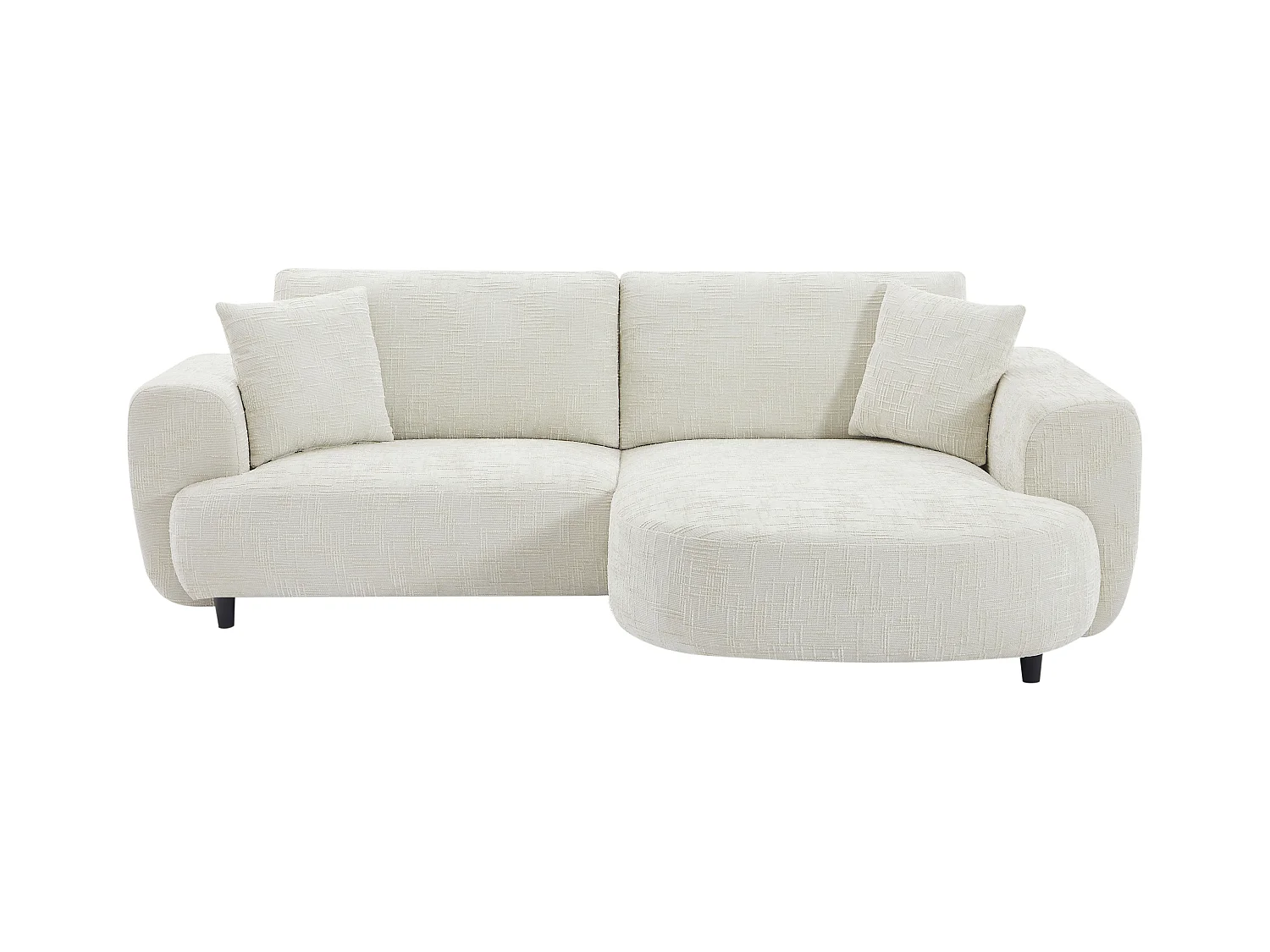 Canapé d'angle droit en tissu texturé beige RULAMA