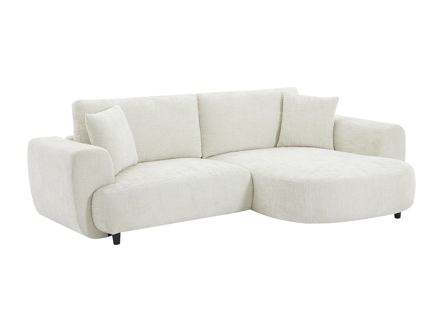 Divano angolare destro in tessuto testurizzato beige RULAMA