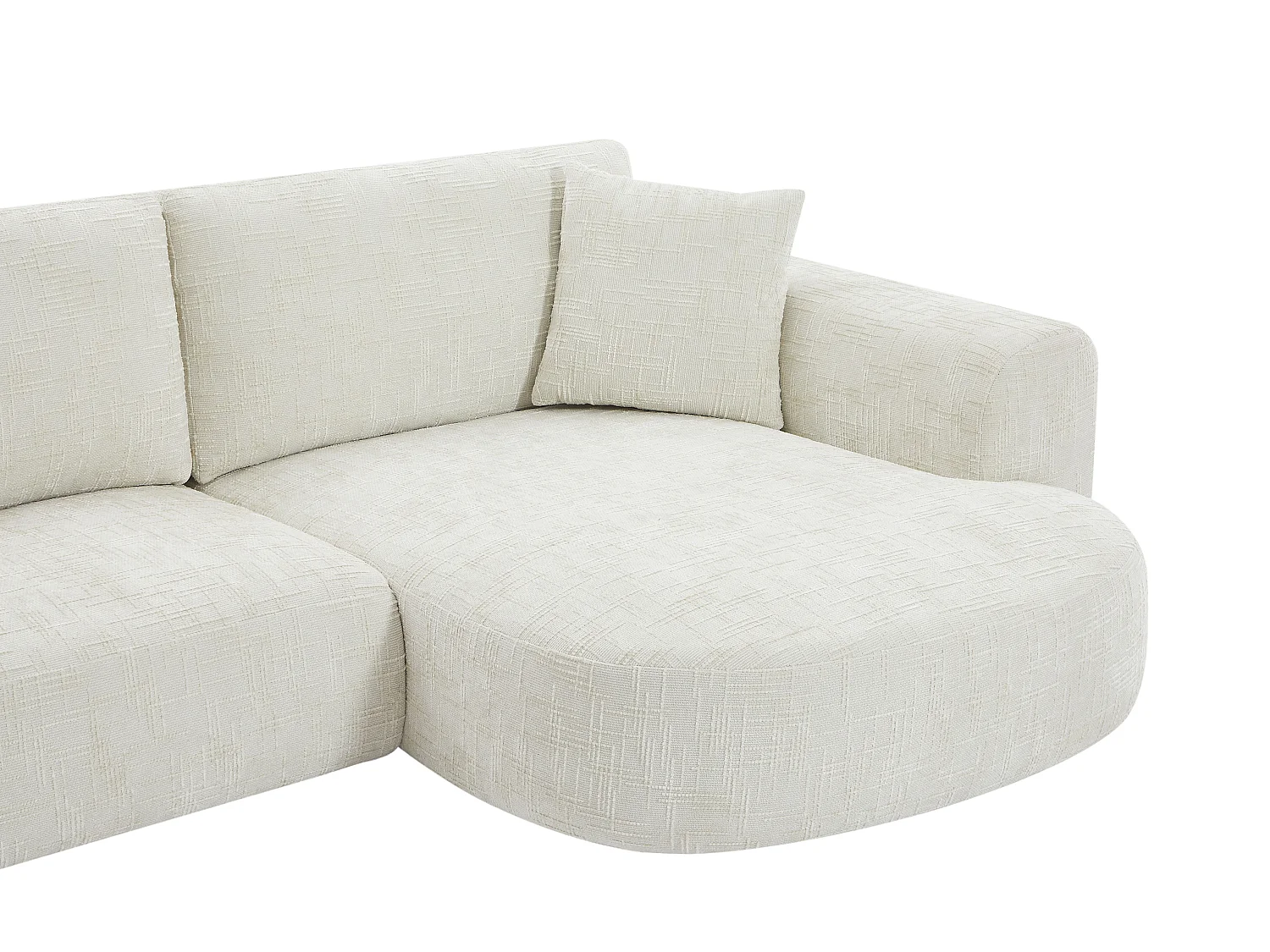 Divano angolare destro in tessuto testurizzato beige RULAMA