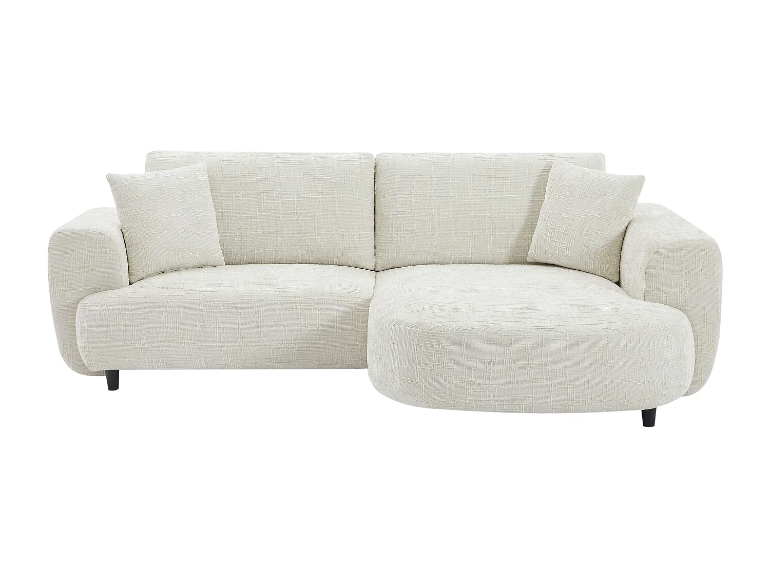 Divano angolare destro in tessuto testurizzato beige RULAMA