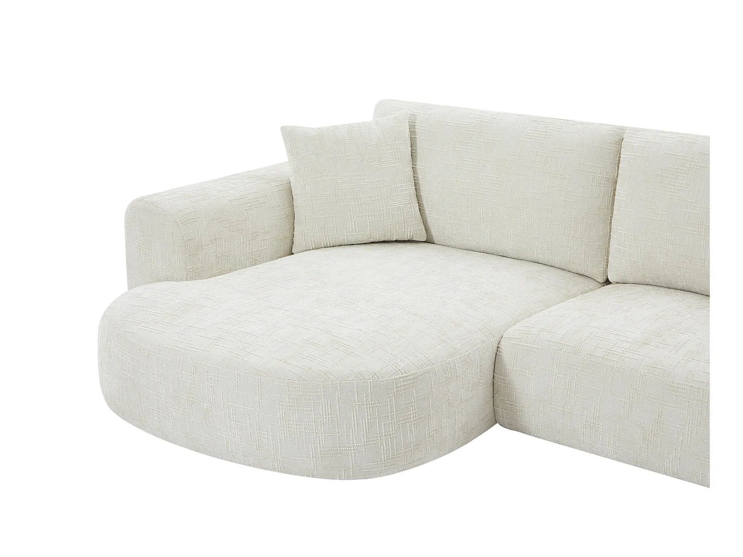 Canapé d'angle gauche en tissu texturé beige RULAMA