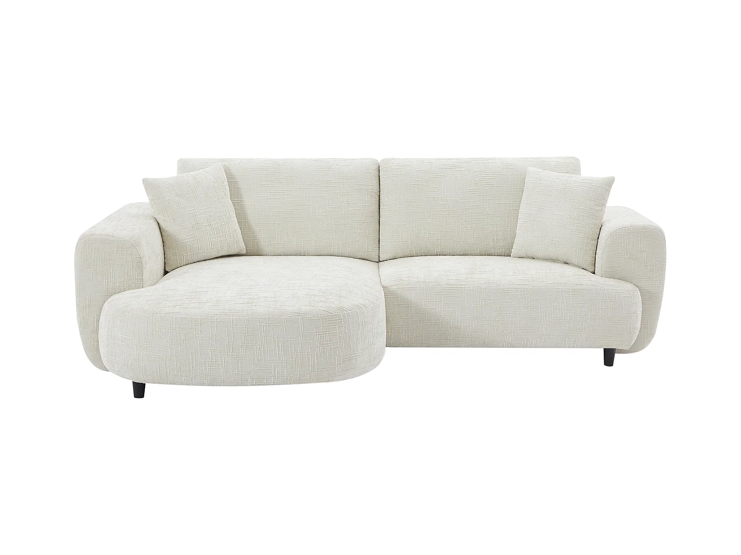 Canapé d'angle gauche en tissu texturé beige RULAMA