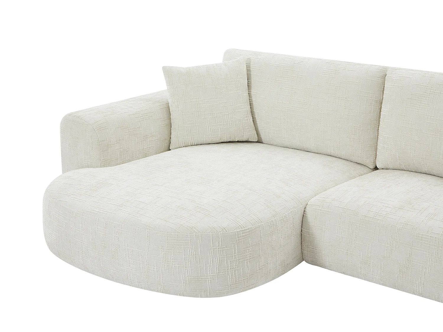 Canapé d'angle gauche en tissu texturé beige RULAMA