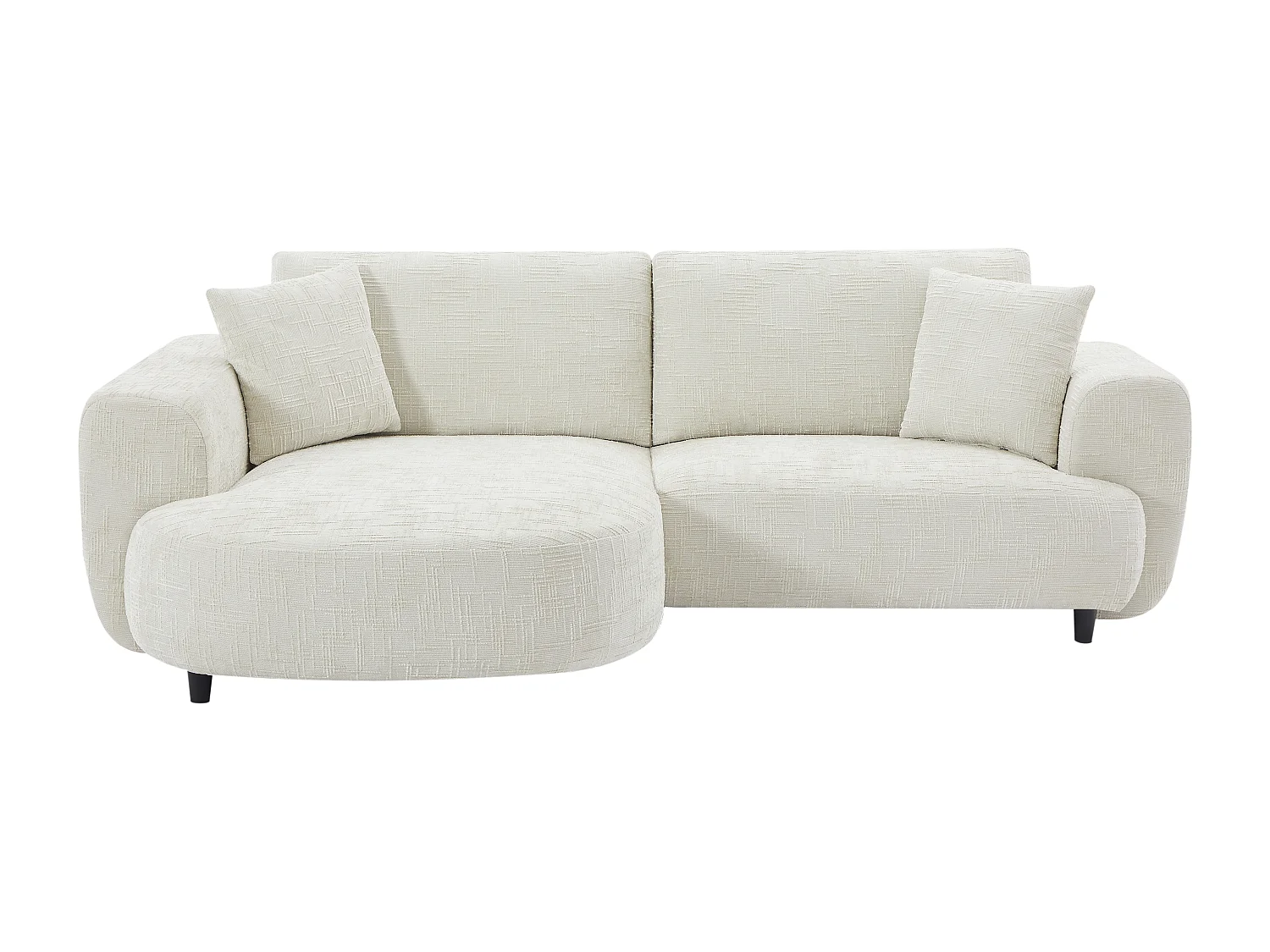 Canapé d'angle gauche en tissu texturé beige RULAMA