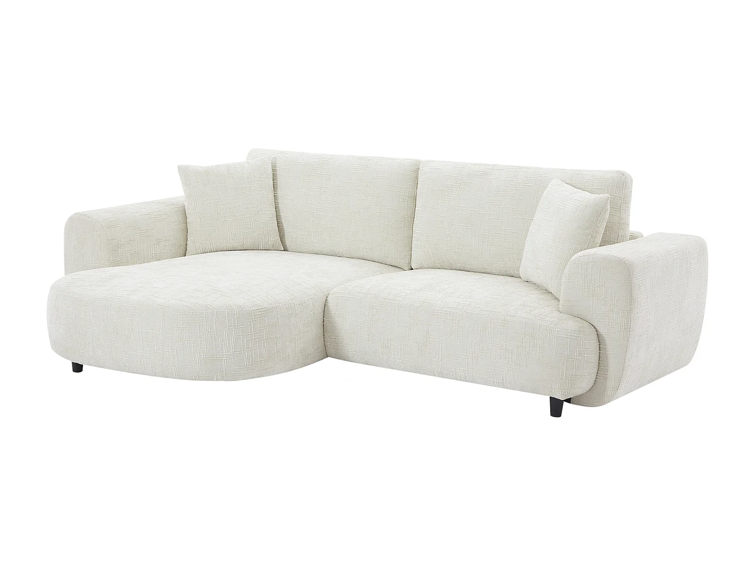 Canapé d'angle gauche en tissu texturé beige RULAMA