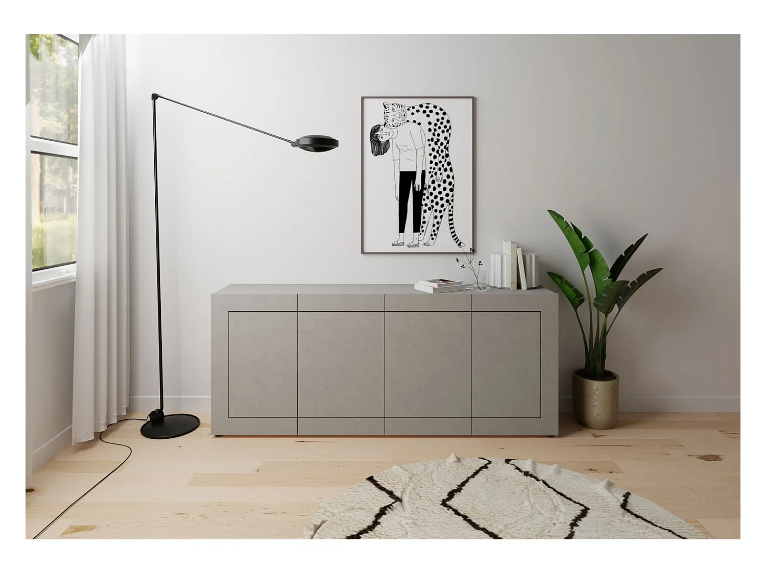 Buffet 4 portes 200x40x83,5 cm Elios cachemire