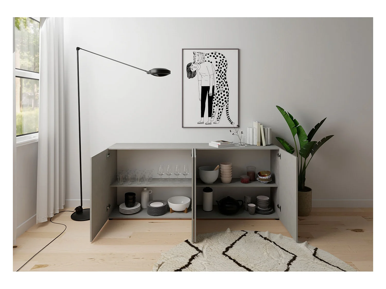 Buffet 4 portes 200x40x83,5 cm Elios cachemire