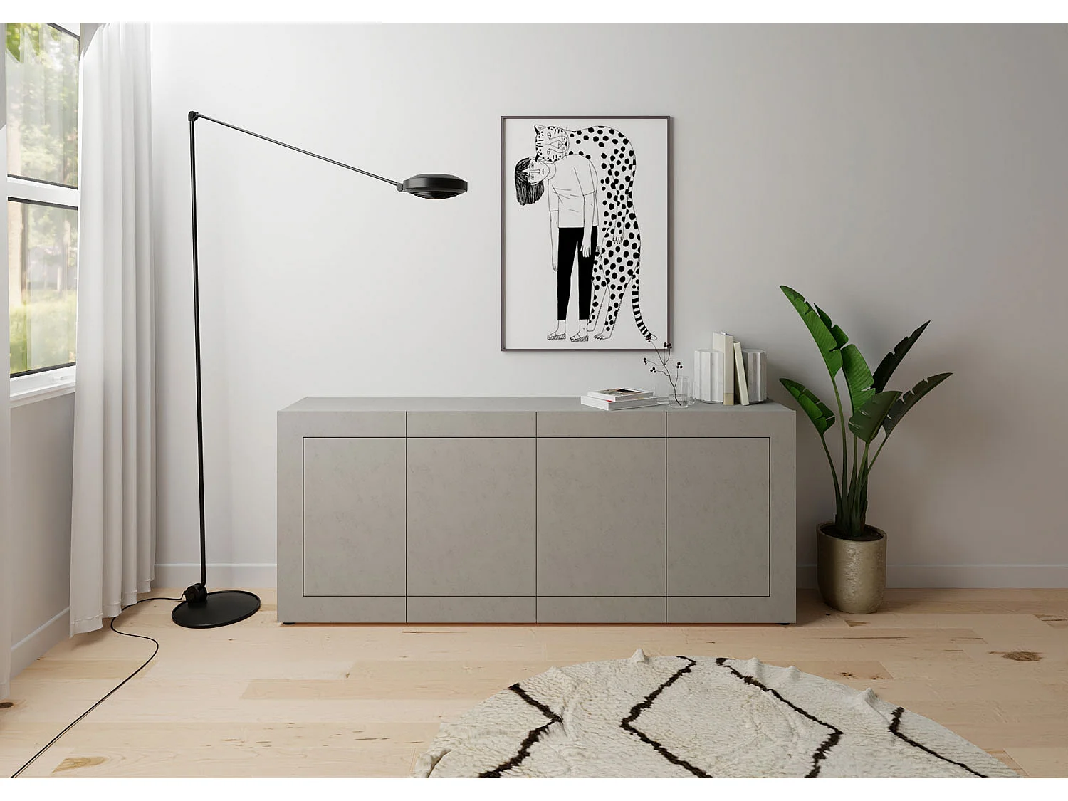 Buffet 4 portes 200x40x83,5 cm Elios cachemire