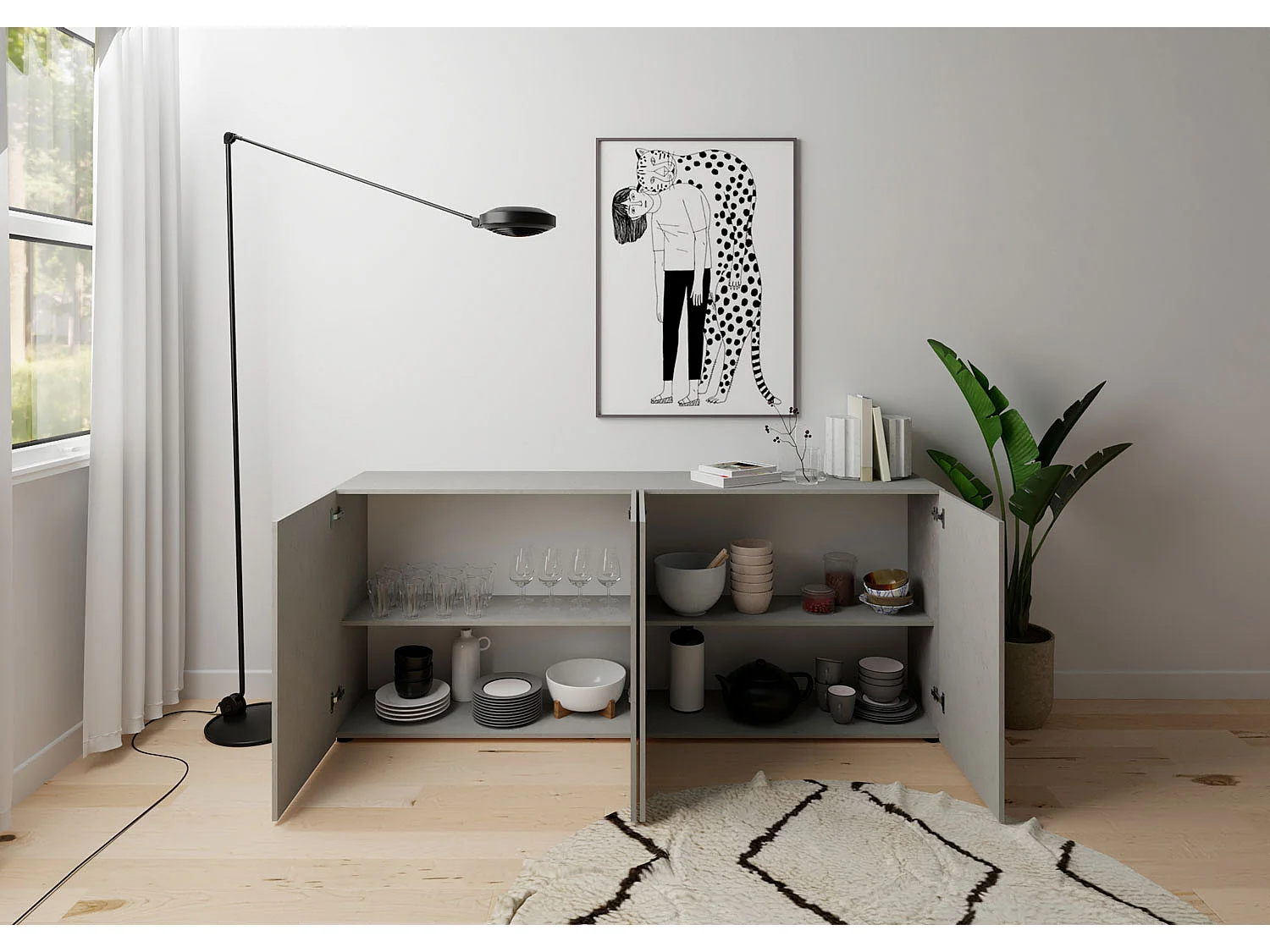 Buffet 4 portes 200x40x83,5 cm Elios cachemire