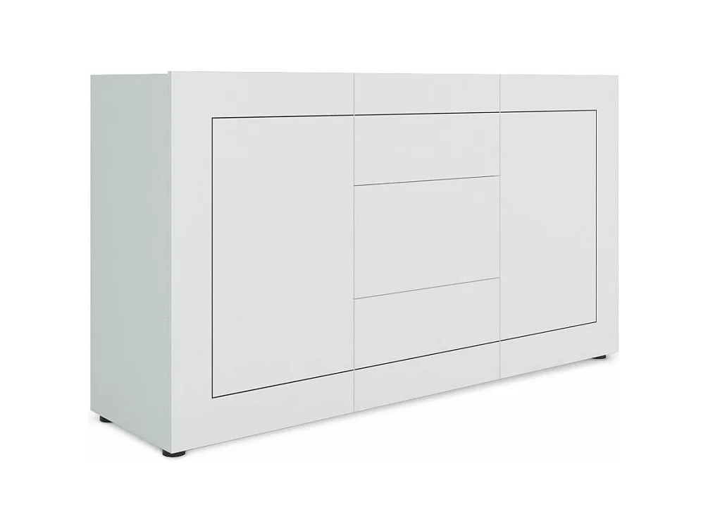 Buffet 2 portes/3 tiroirs 150x40x83,5 cm Elios blanc brillant