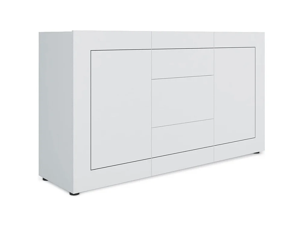Buffet 2 portes/3 tiroirs 150x40x83,5 cm Elios blanc brillant