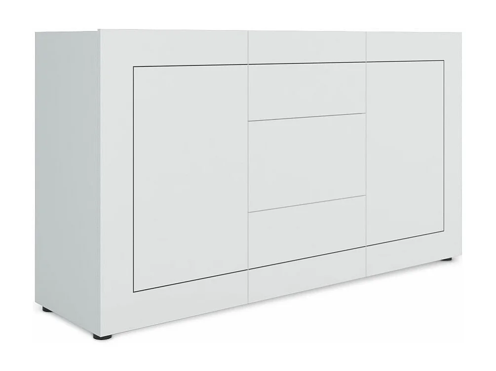 Buffet 2 portes/3 tiroirs 150x40x83,5 cm Elios blanc brillant
