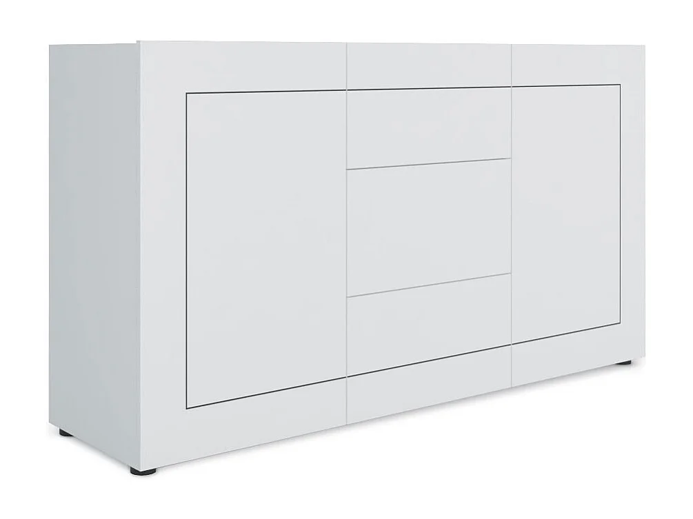 Buffet 2 portes/3 tiroirs 150x40x83,5 cm Elios blanc brillant