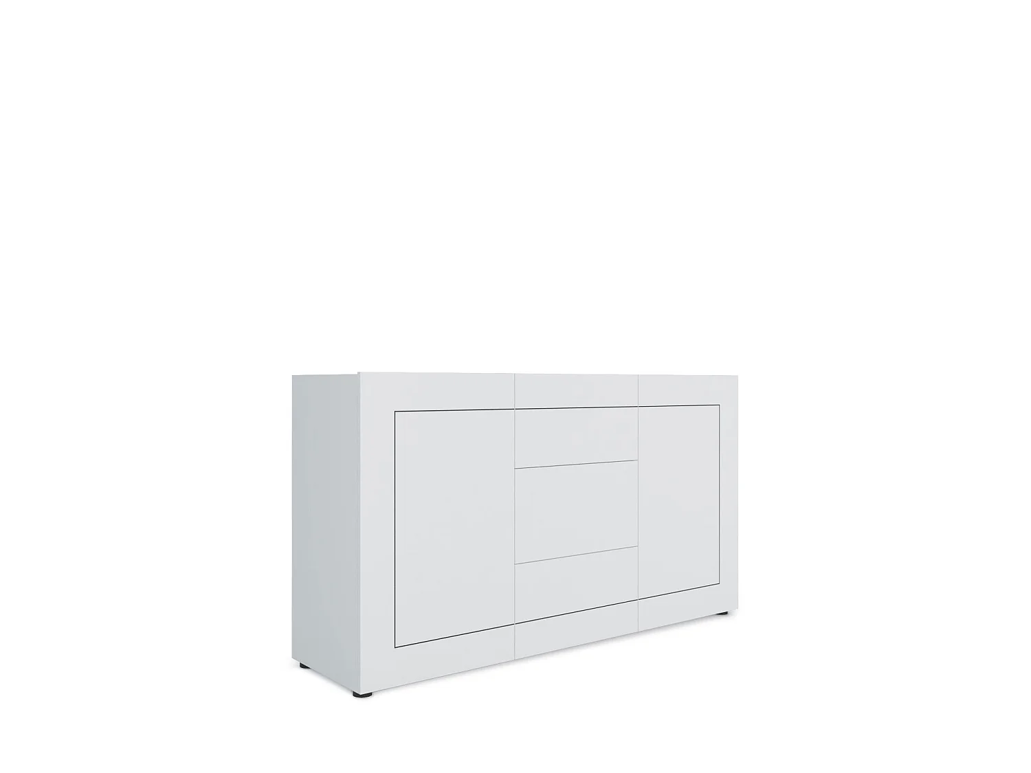 Buffet 2 portes/3 tiroirs 150x40x83,5 cm Elios blanc brillant