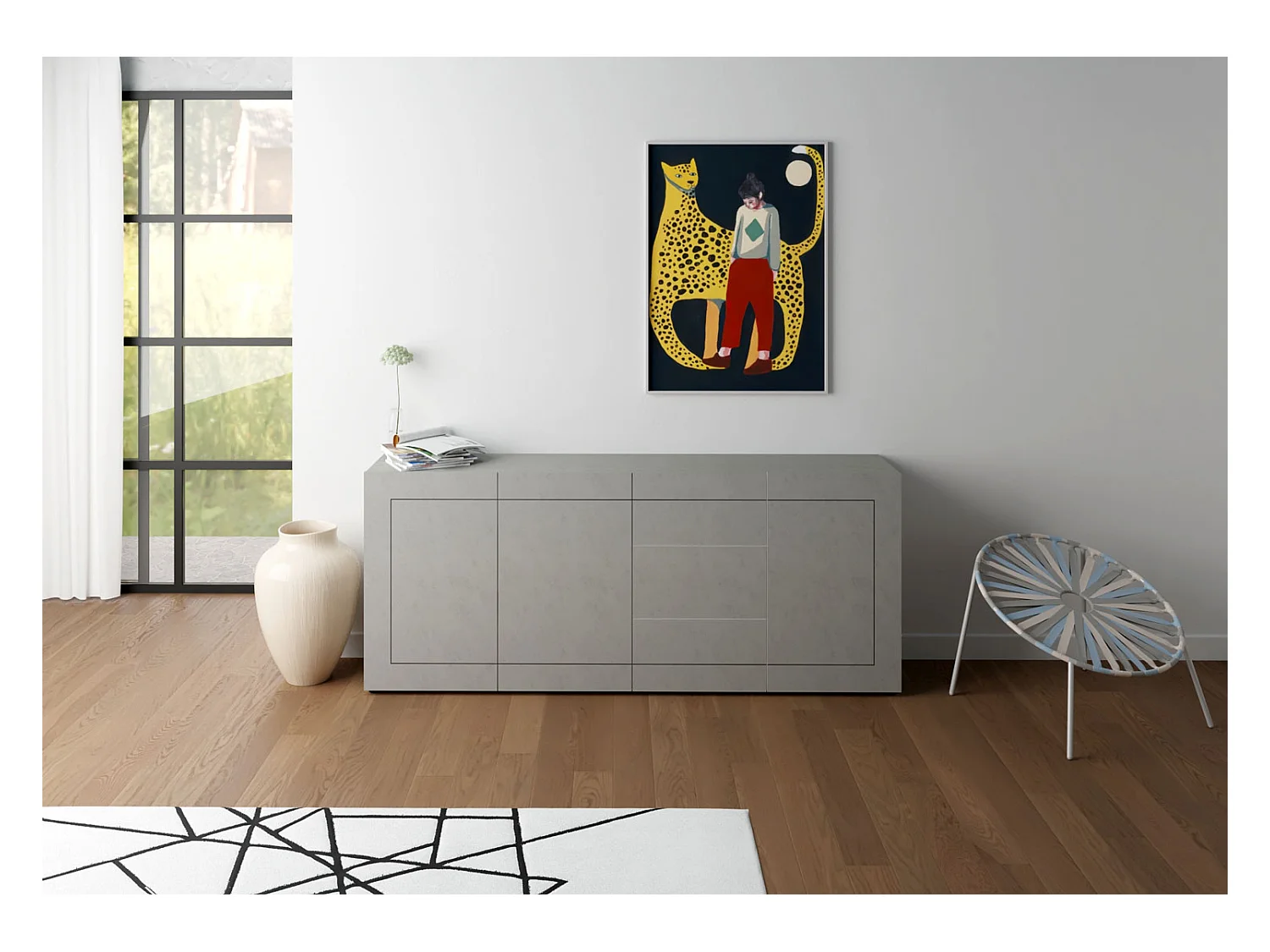 Buffet 3 portes/3 tiroirs 200x40x83,5 cm Elios cachemire