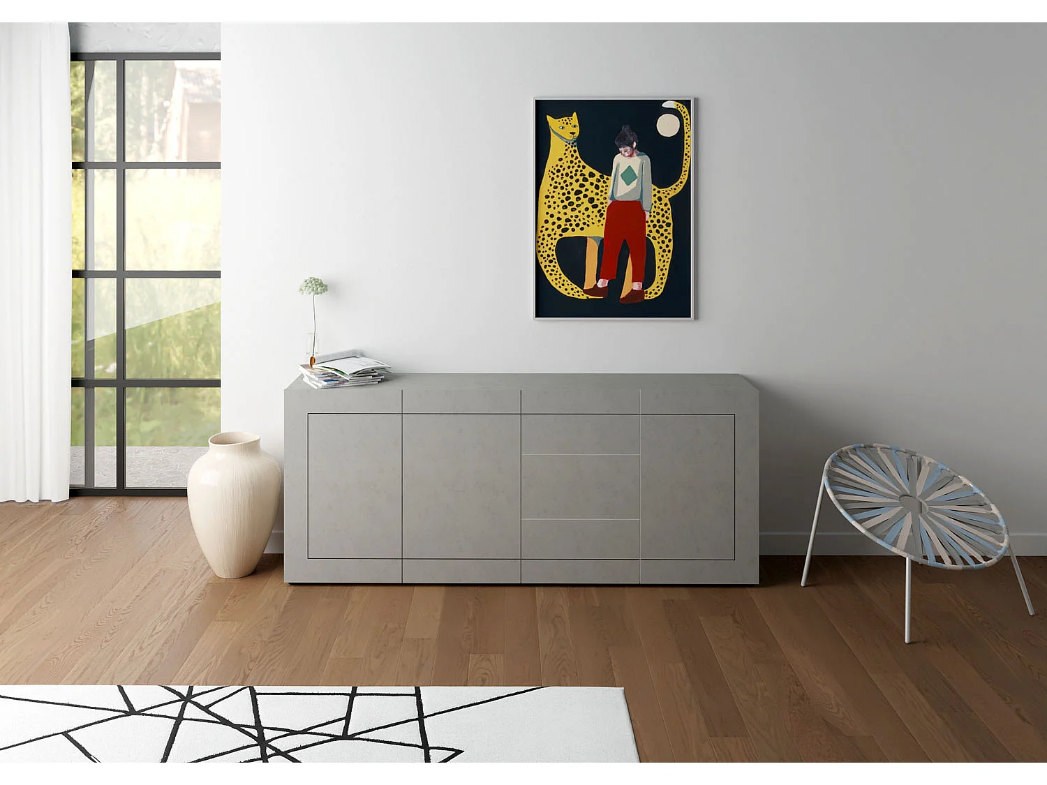 Buffet 3 portes/3 tiroirs 200x40x83,5 cm Elios cachemire