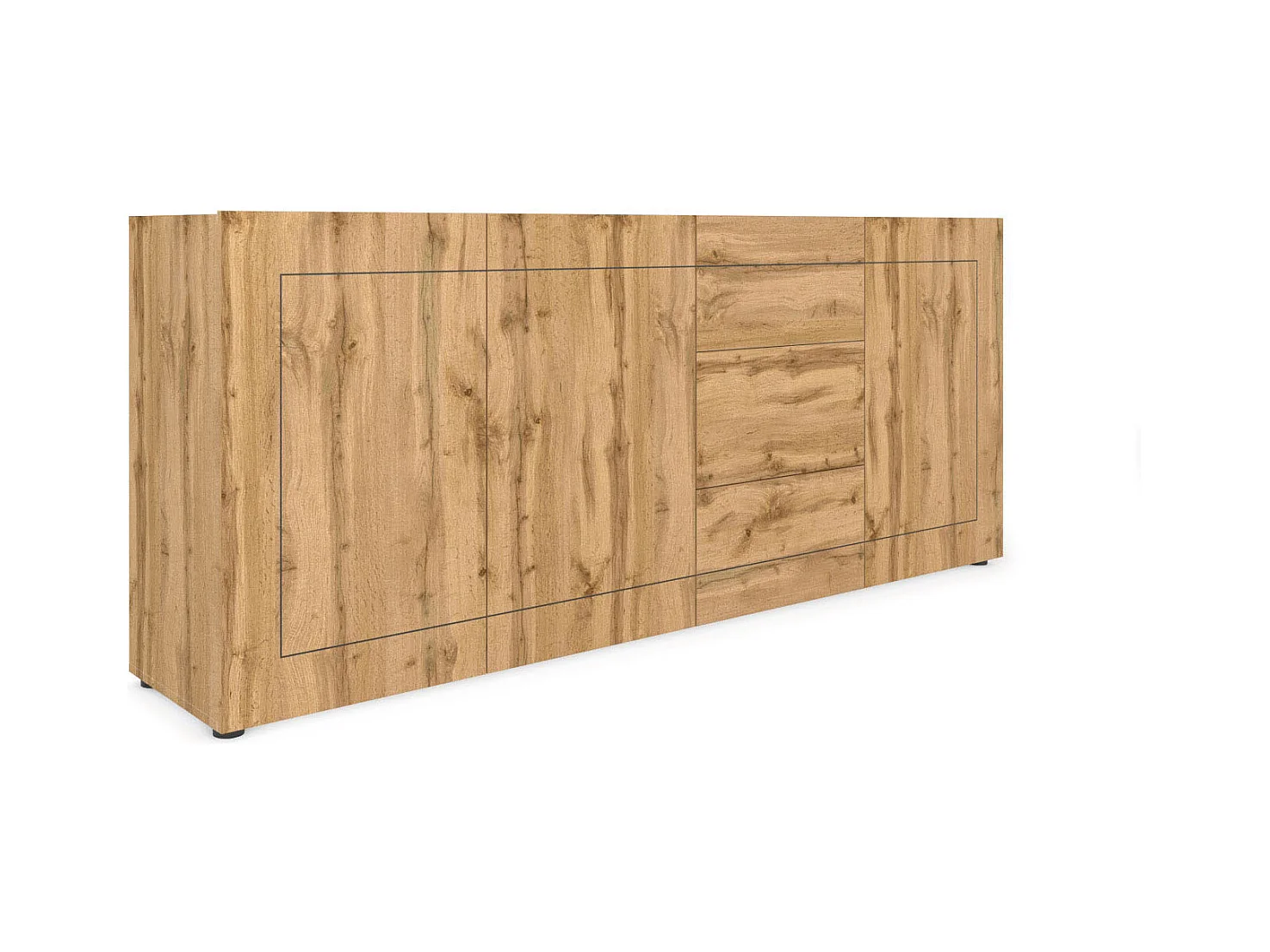 Buffet 3 portes/3 tiroirs 200x40x83,5 cm Elios chêne nature