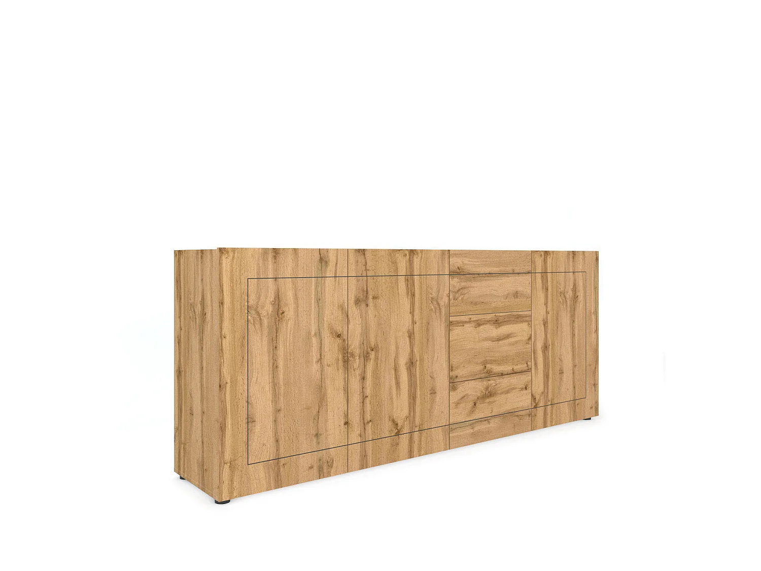 Buffet 3 portes/3 tiroirs 200x40x83,5 cm Elios chêne nature