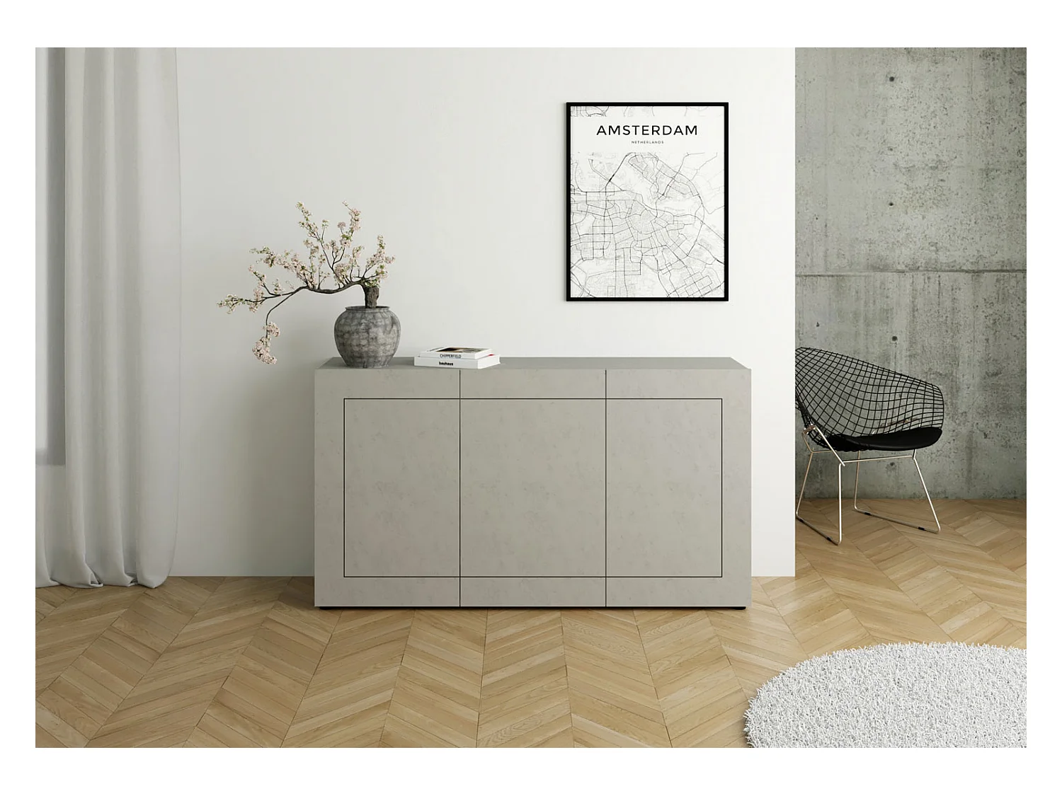 Buffet 3 portes 150x40x83,5 cm Elios cachemire