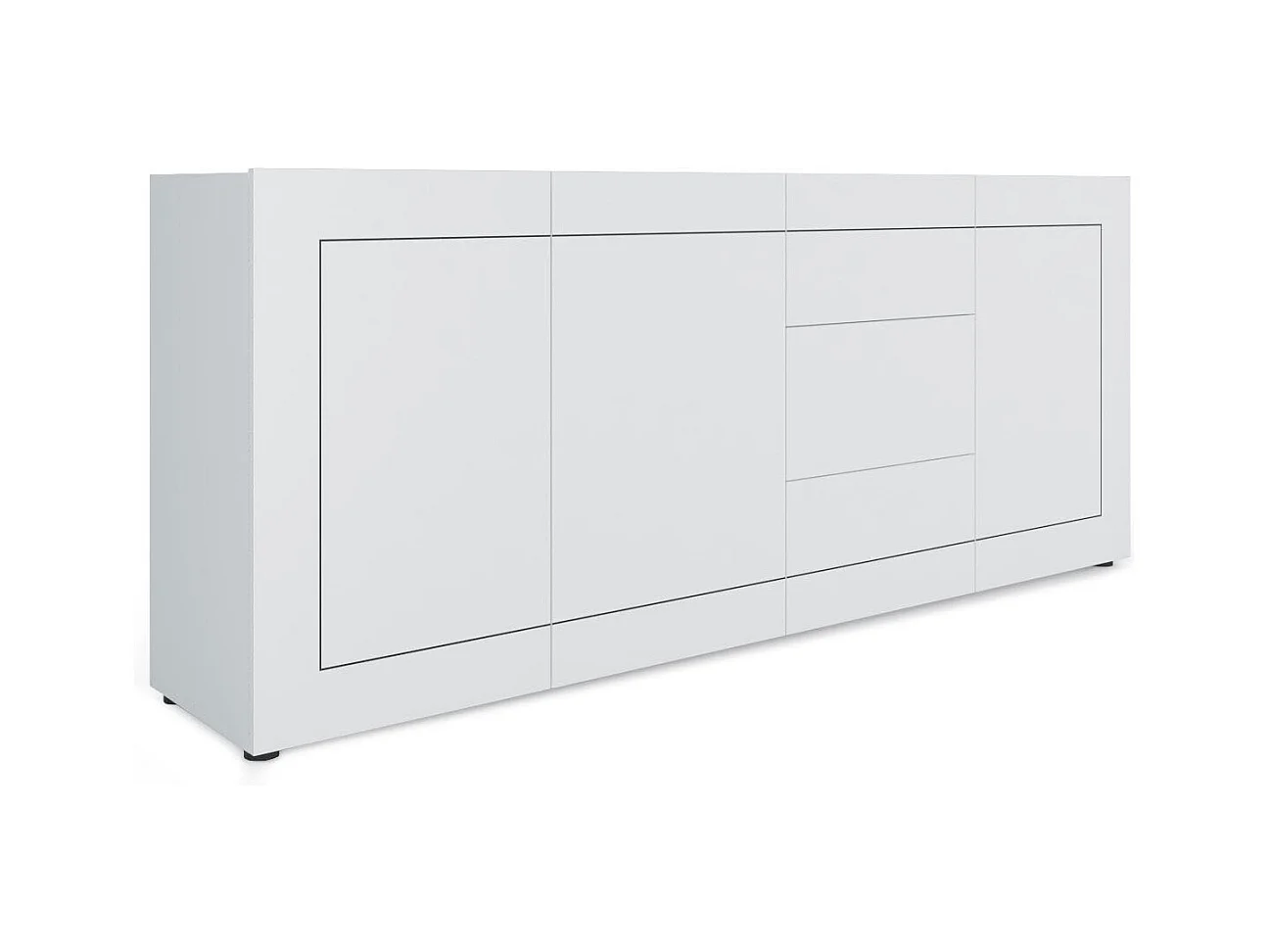 Buffet 3 portes/3 tiroirs 200x40x83,5 cm Elios blanc brillant